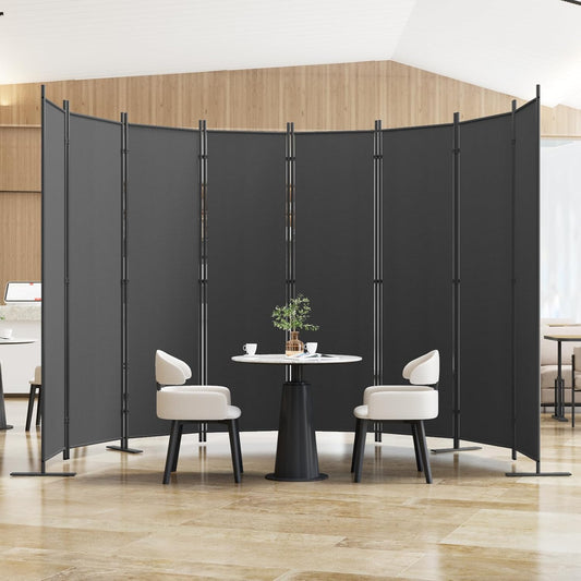 Helios&Hestia 8-Panel 6 ft Tall Indoor Folding Room Divider, Portable Privacy Screen, Freestanding Partition Separator, Temporary Wall Separation for Bedroom, Office, 160" W X 71" H, Dark Grey