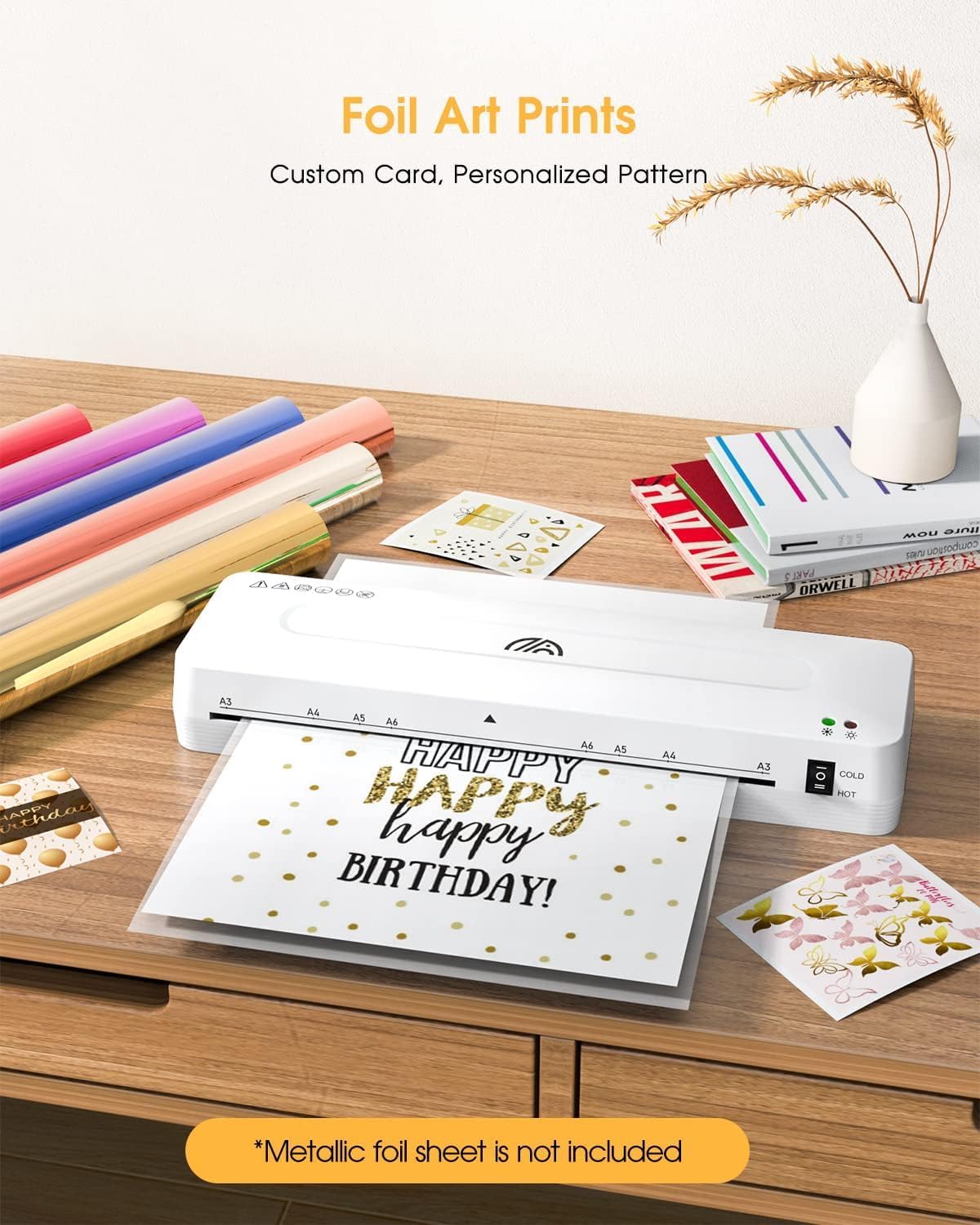 Crenova 13 Inch A3 Laminator Machine,Hot and Cold Settings,with Laminating Sheets Pouches,Paper Trimmer, for Home Office School