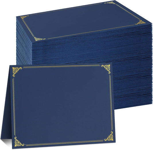 Ndsox 90 Packs Navy Blue Certificate Holders, Graduation Diploma Holders, 350GSM, Diploma Covers with Gold Foil Border for Letter Size 8.5" x 11" Award Certificate Paper, Cardstocks and Documents