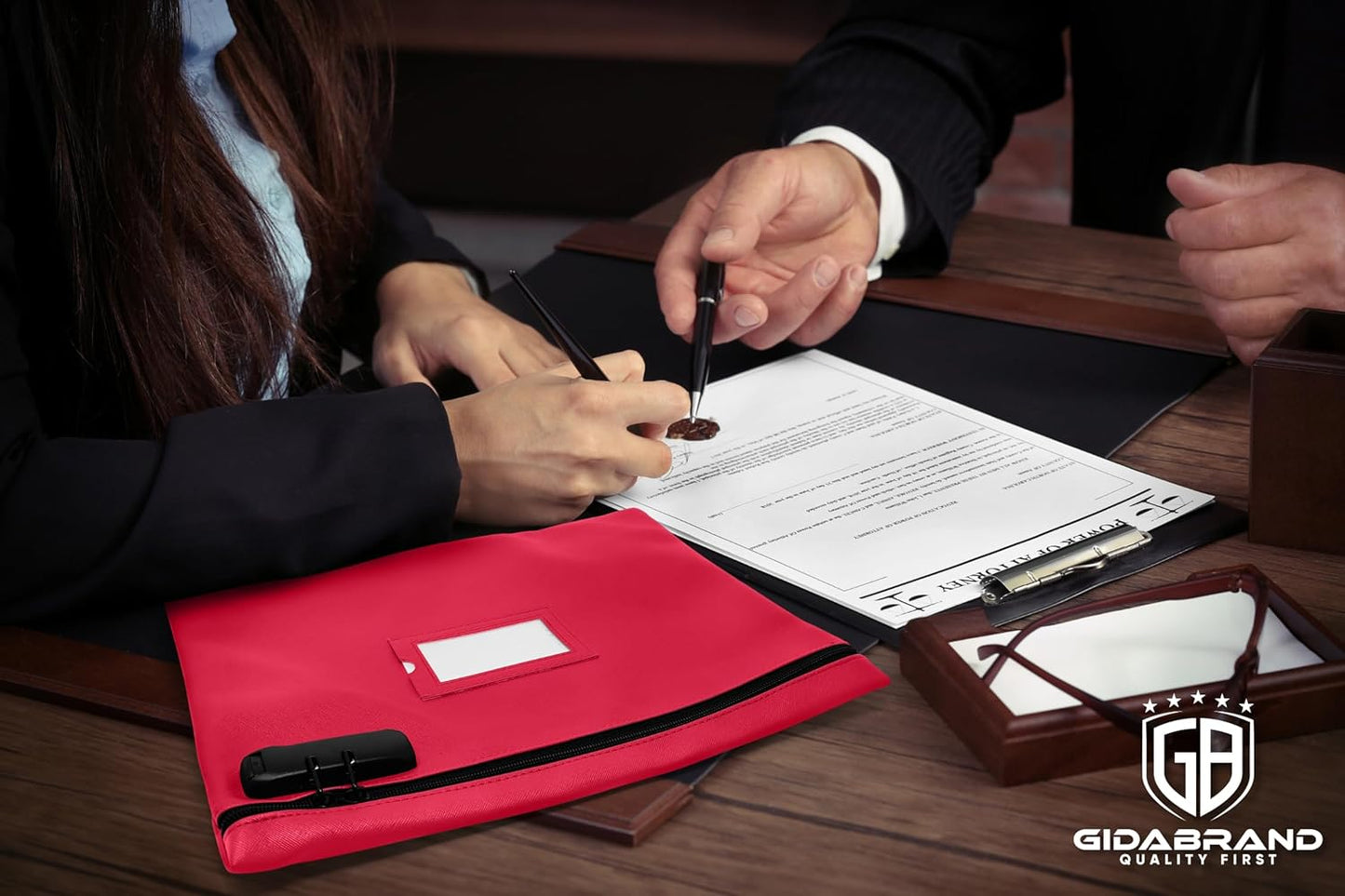 Pink Notary Bag | 14x11 inch | Locking Zipper Case for Notary Kit, Stamp, Embosser, Ink Pad, and Valuables