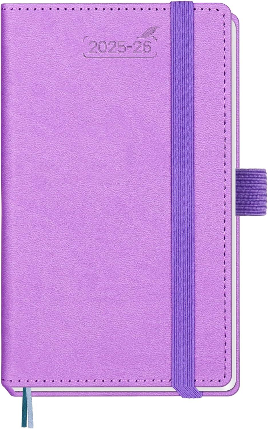 BEZEND Pocket Planner 2025-2026 Weekly and Monthly, 3.5" x 6" Academic Planner (Jul 25-Dec 26) 18-Month Mid-Year Calendar Book, Storage Pocket, Pen Holder, PU Leather Hardcover - Lavender