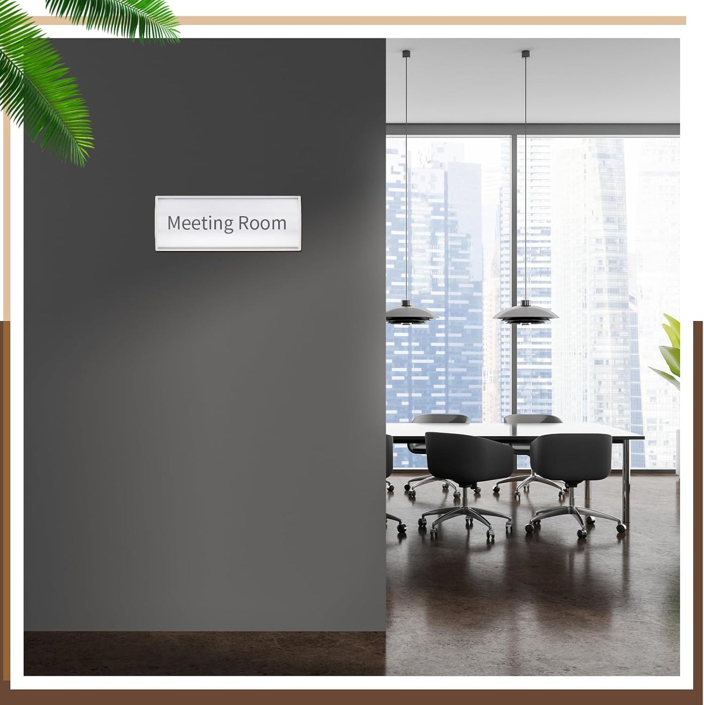 Therwen 25 Pcs Aluminum Office Name Plate Holder for Door Wall Mount 8'' x 3'' Business Sign Holder Office Door Sign Sturdy Curved with Plastic Film and Adhesive Tape(Silver)