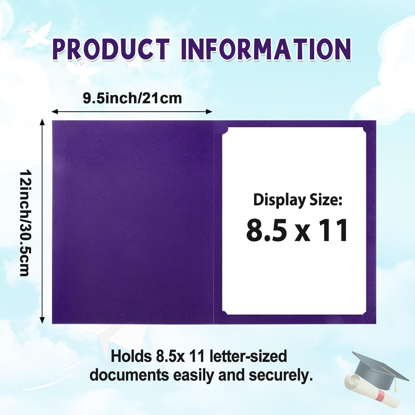 gisgfim 100Pcs Certificate Holders Diploma Covers Single Sided Gold Foil Border Award Certificate Covers for Letter Size 8.5x11 Certificates Cardstock Document Papers Storage Organizer (Purple)