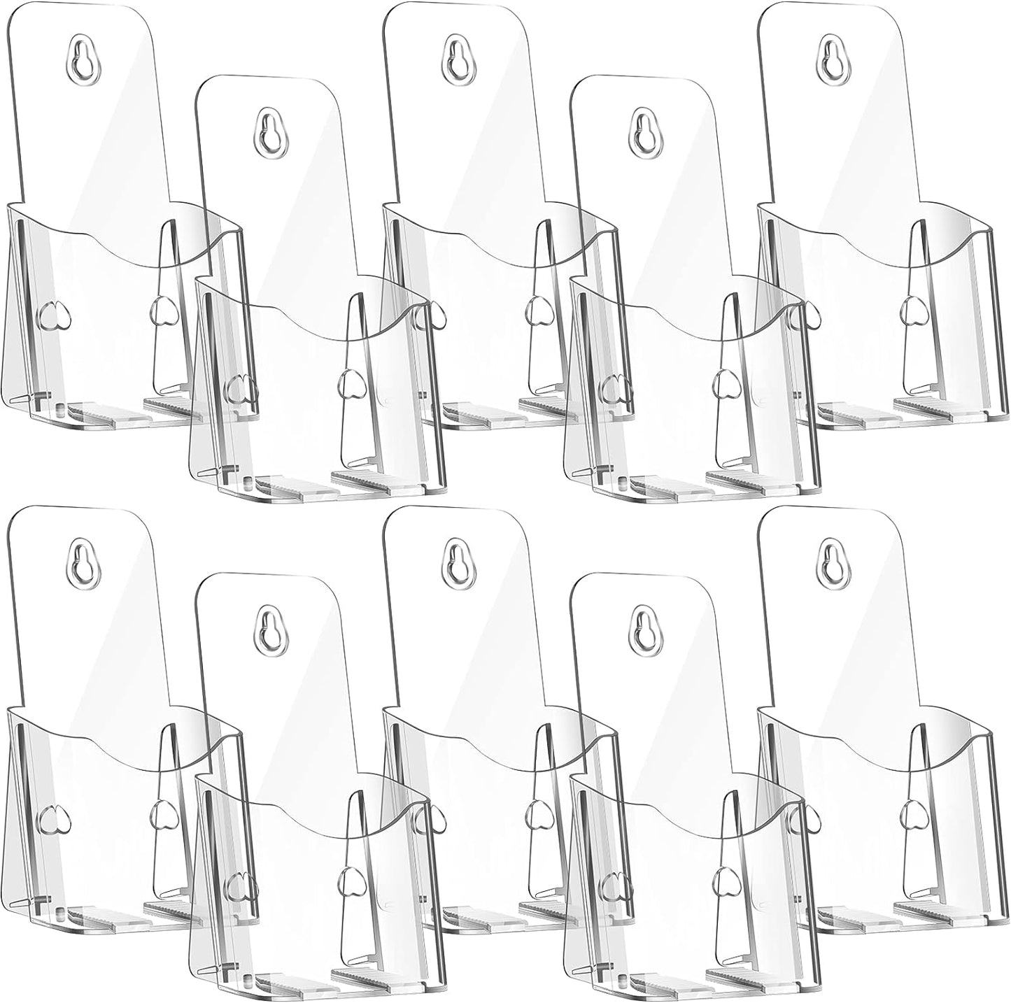 10 Pieces Acrylic Brochure Holder Stand Pamphlet Holder 4 x 7.9 Inches Clear Literature Display Rack Plastic Flyer Display Stand for Vendors, Brochure, Trifold, Magazine, Pamphlet, Booklets, Menu