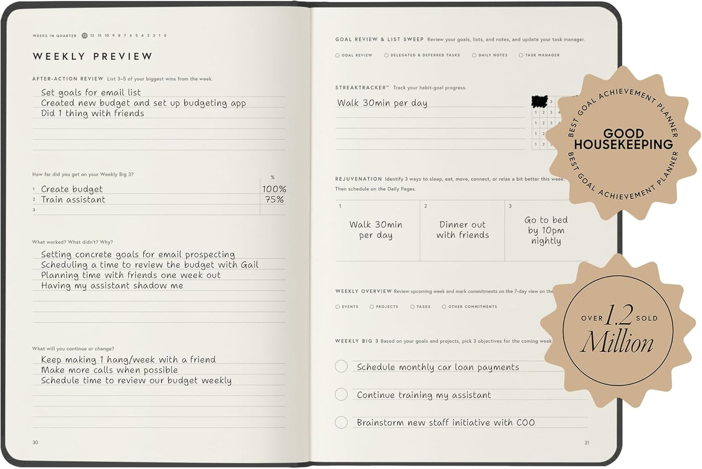 Full Focus Black Vegan Leather Planner by Michael Hyatt - The #1 Daily Planner to Set Annual Goals, Increase Focus, Eliminate Overwhelm, and Achieve Your Biggest Goals - Hardcover