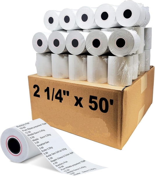MFLABEL 2 1/4" x 50' Thermal Papers Cash Register POS Receipt Paper Credit Card Paper 2500 Rolls