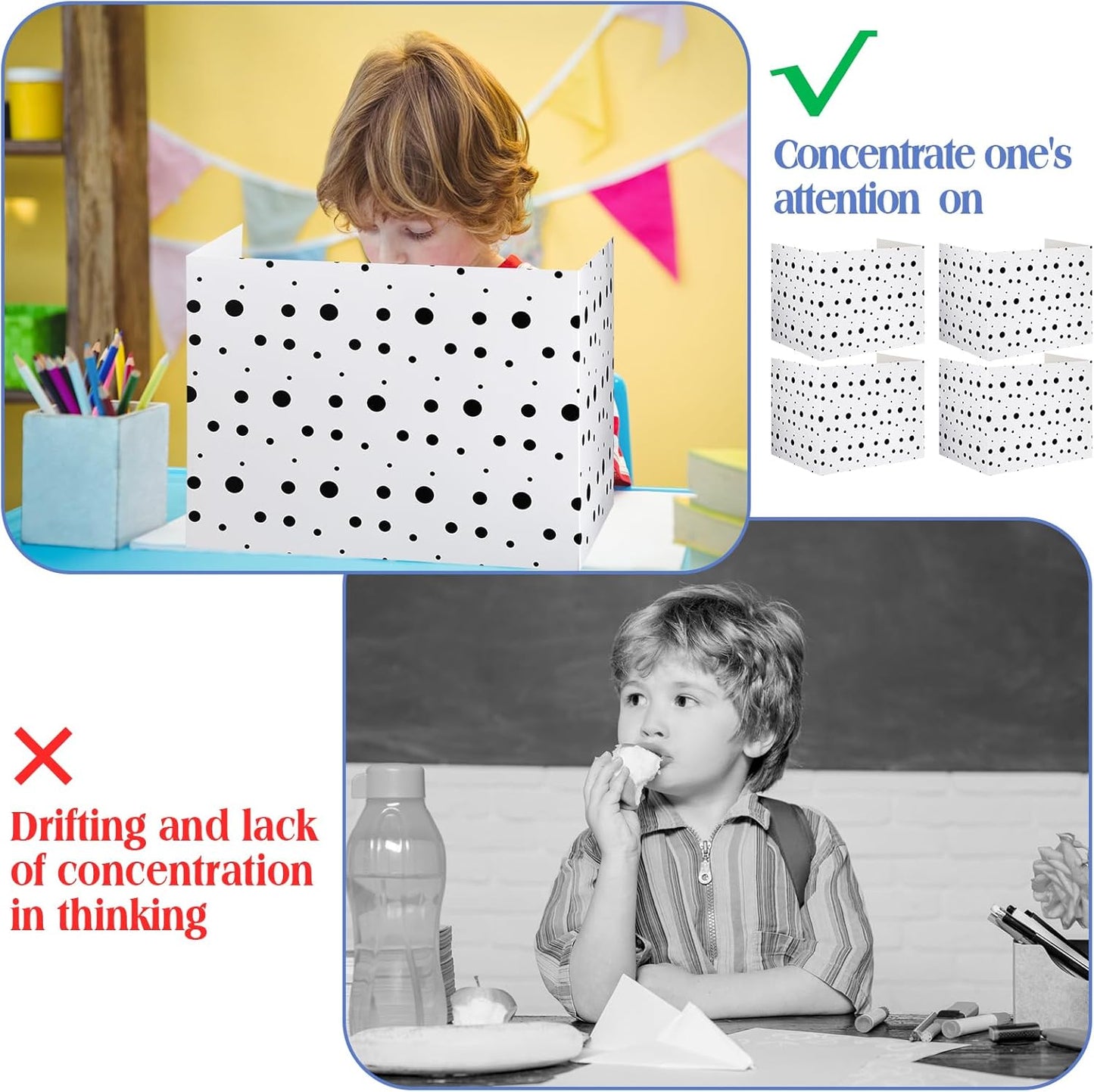 Crtiin 24 Pcs Privacy Folders for Students Desk Dividers Standard School Privacy Cardboard Board Testing Dividers Shield for Classroom Teacher Supplies Keep Eyes from roving(Classic)