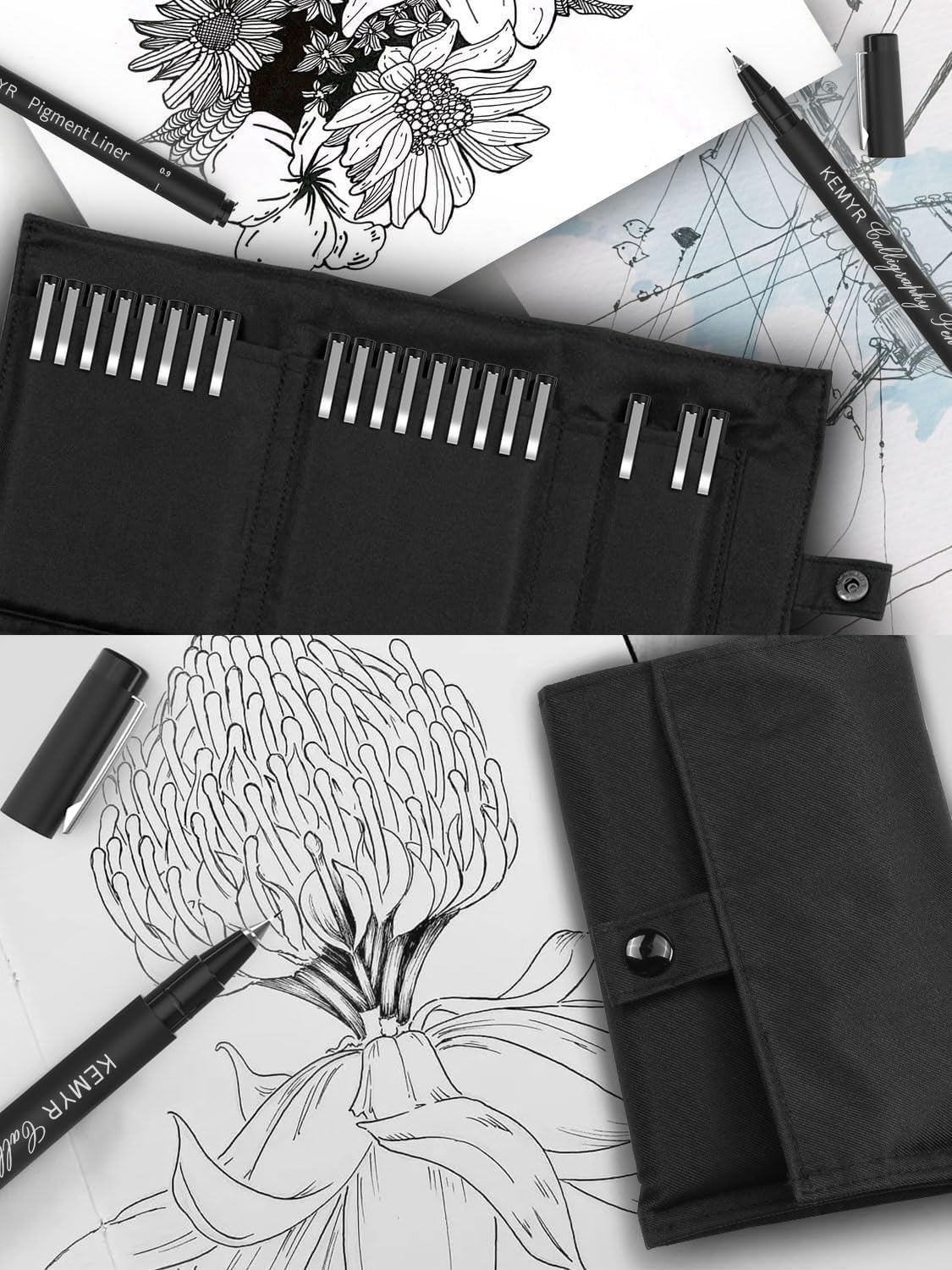 8 Micro Fine liner Drawing Art Pens Calligraphy Pens: XS-E3.0 Size Black Art supplies Waterproof Archival Black Ink Markers For Artists,Use for Professional Watercolor,Sketching