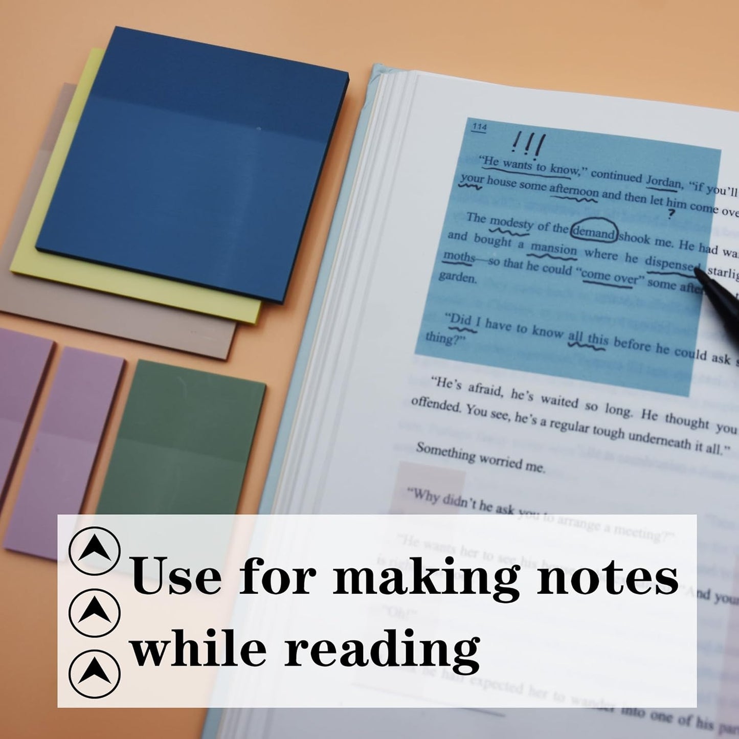 Translucent Sticky Notes, Cute Clear Sticky Notes, 3"x3" Waterproof Transparent Sticky Note Pads for Books Annotation, Clear Post it Notes for Bible Journaling Study