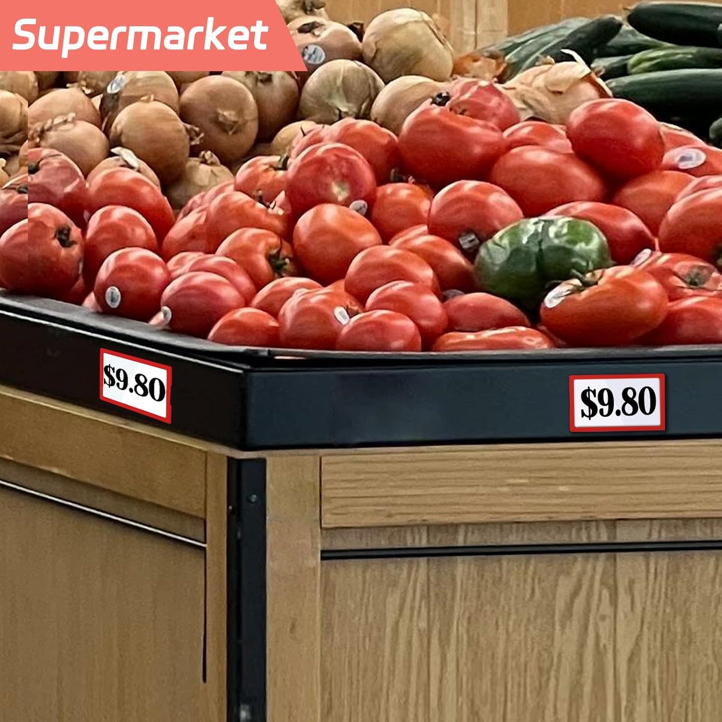 20Pcs Magnetic Plastic Label Holder 2x4 inch for Supermarket Store Price Tag, Metal Shelf File Storage Cabinet Drawer Label Tag Resuable with 8 Color Chalk Makers, 20Pcs White Paper (Red)