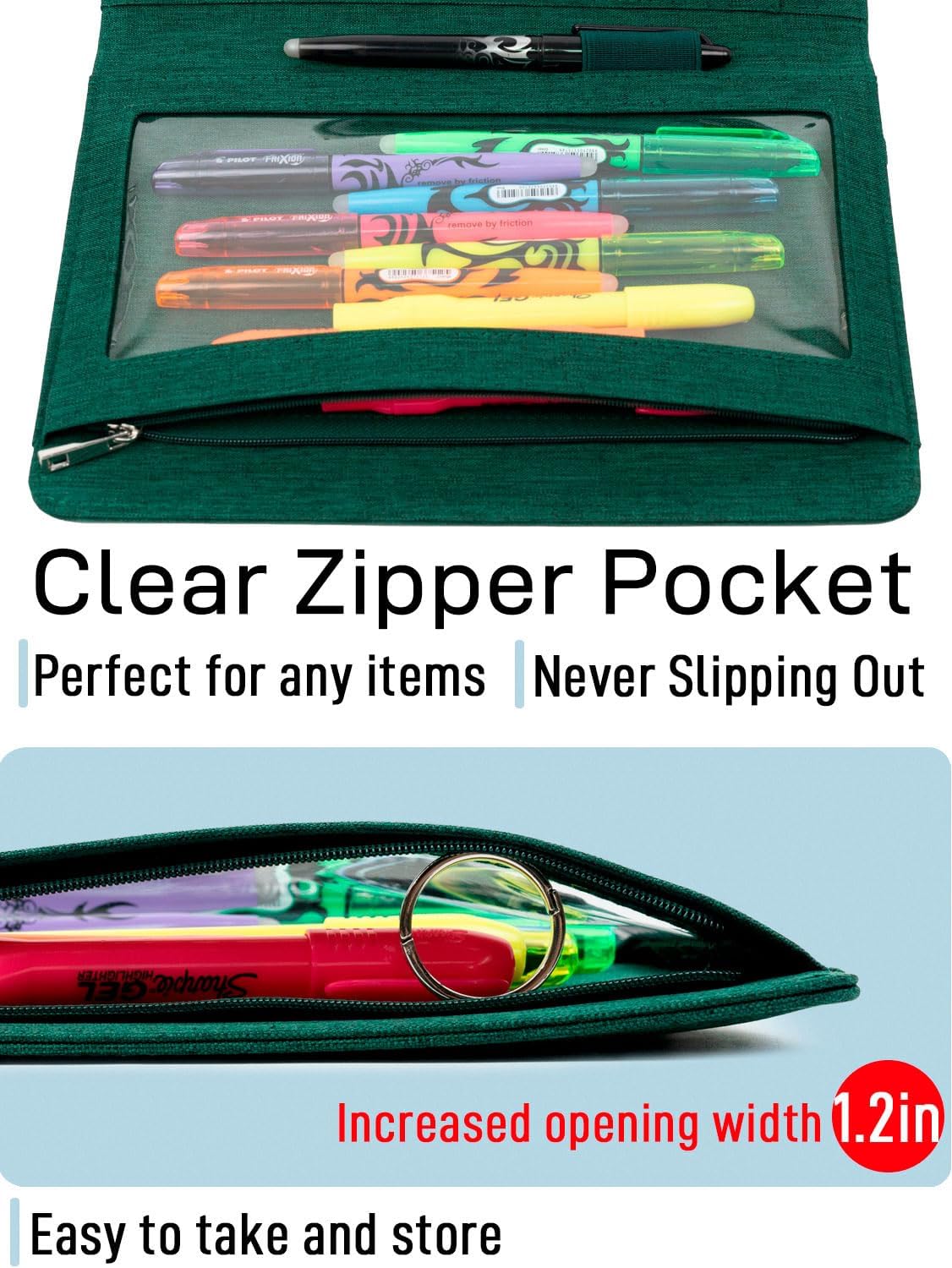 Sturdy Planner Cover for Rocketbook Smart Notebook - Water-Resistant Fabric Padfolio, Business Padfolio with Zipper Pen Pocket, Fits Executive Size A5, Rocketbook Accessories (Green)