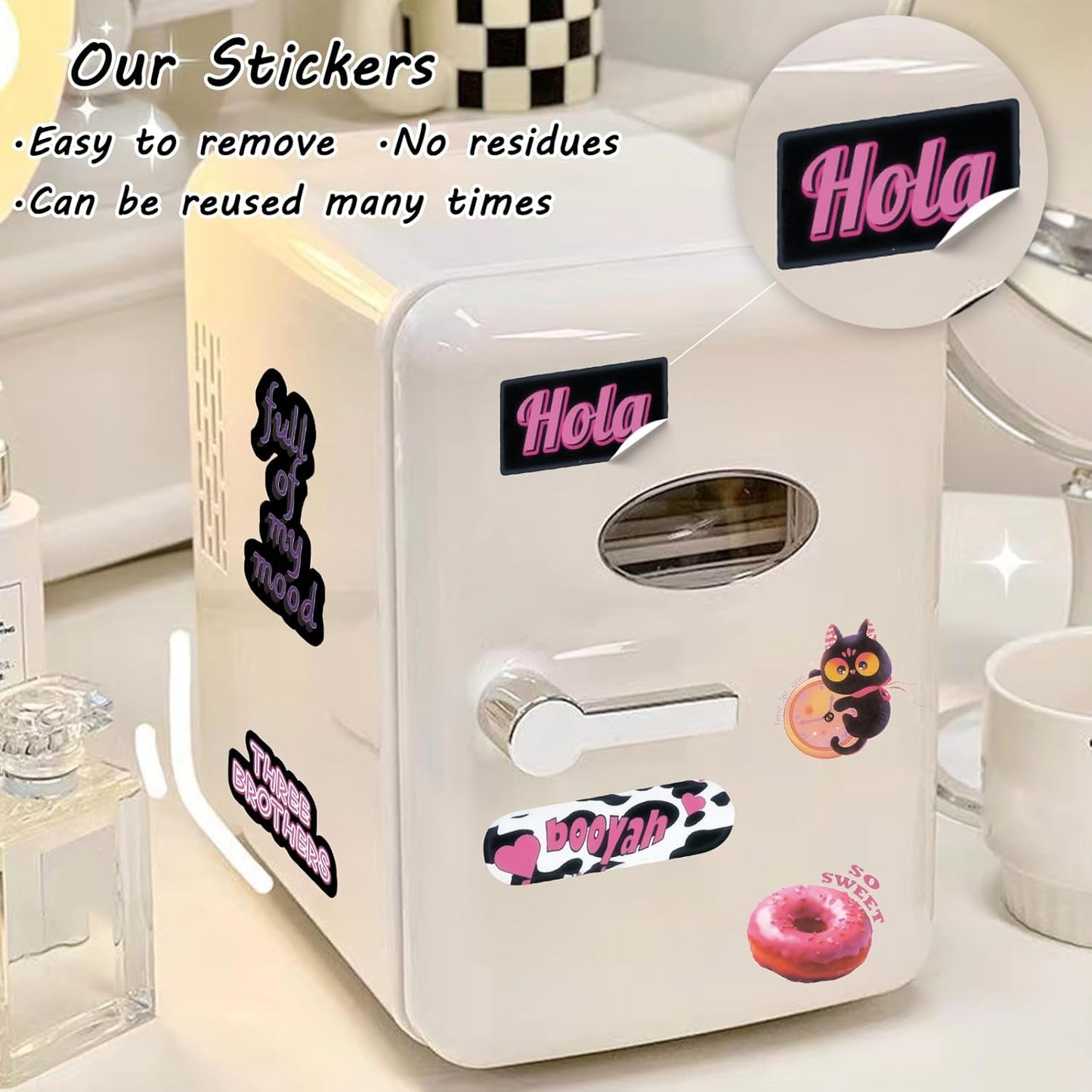 100 Pcs Cute Cartoon Pink Words Style Stickers for Scrapbooks,Cute Vinyl Stickers for Water Bottles Skateboard Notebooks Phone Kindle,Laptop Stickers for Kids Teens Adults Girls