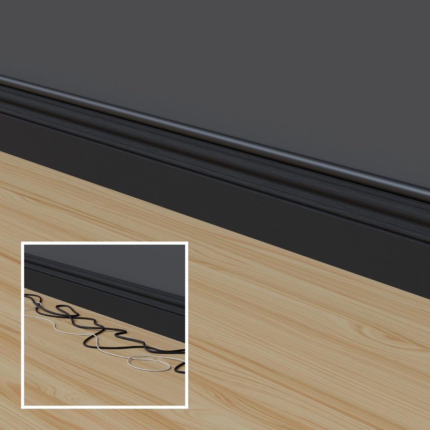 D-Line Half Round Cord Hider, Patented Cable Cover, Hide TV Wall Mount Wires, Raceway for Cords, Decorative Wire Covers, Paintable, Adhesive Cable Concealer, 1x 0.78in W x 0.39in H x 39in L, Black