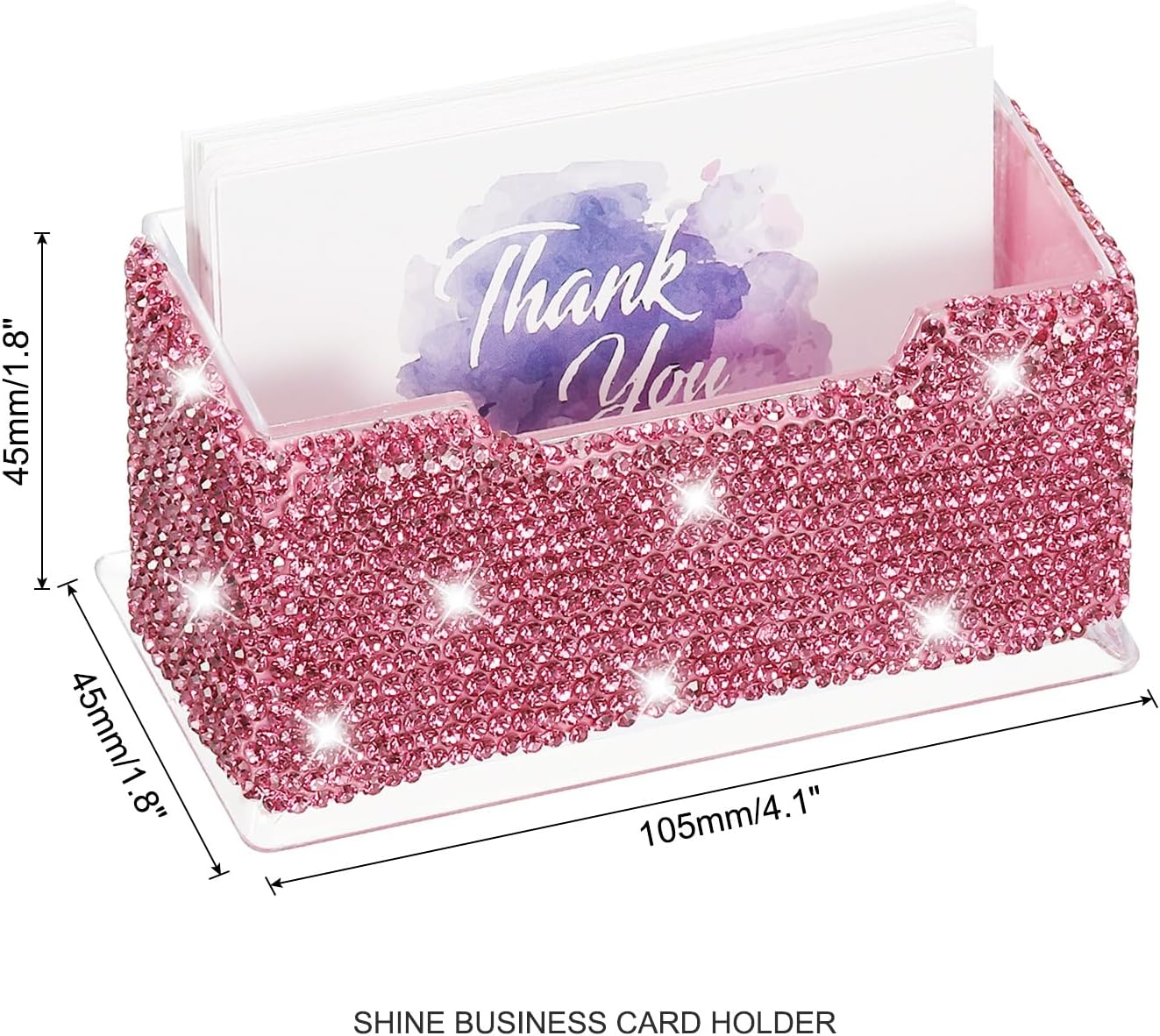 PATIKIL Rhinestone Business Card Holder, Crystal Business Card Holders Bling Business Card Organizer Display Stand for Desktop Desk Office Exhibition, Pink