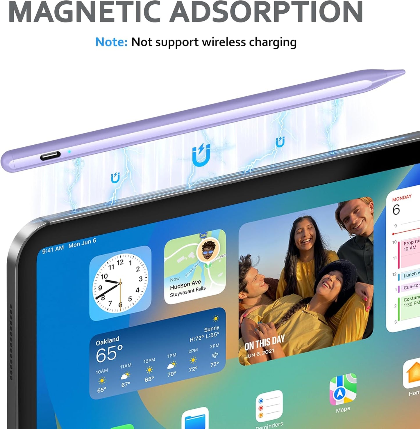 Stylus Pen for Android and i-OS, Stylists Pen for Touch Screens/i-Pad/Phones, Rechargeable Stylus Pencil for A-pple/Android/Tablet, 16.5CM, Purple