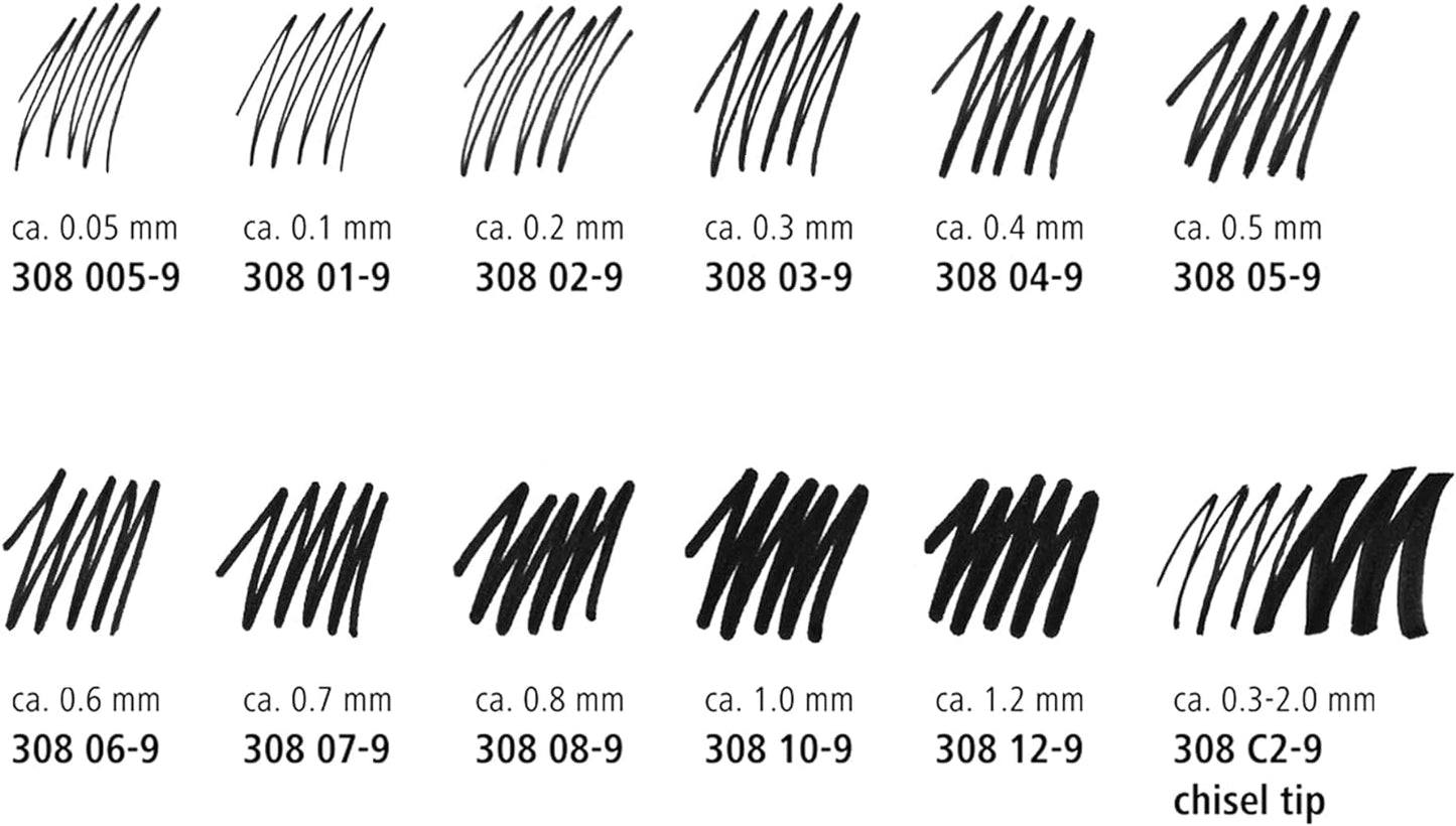 STAEDTLER Pigment Liner, Fineliner Pen for Drawing, Drafting, Journaling, 1.2mm, Black, Box of 5 Pens, 308 12-9M