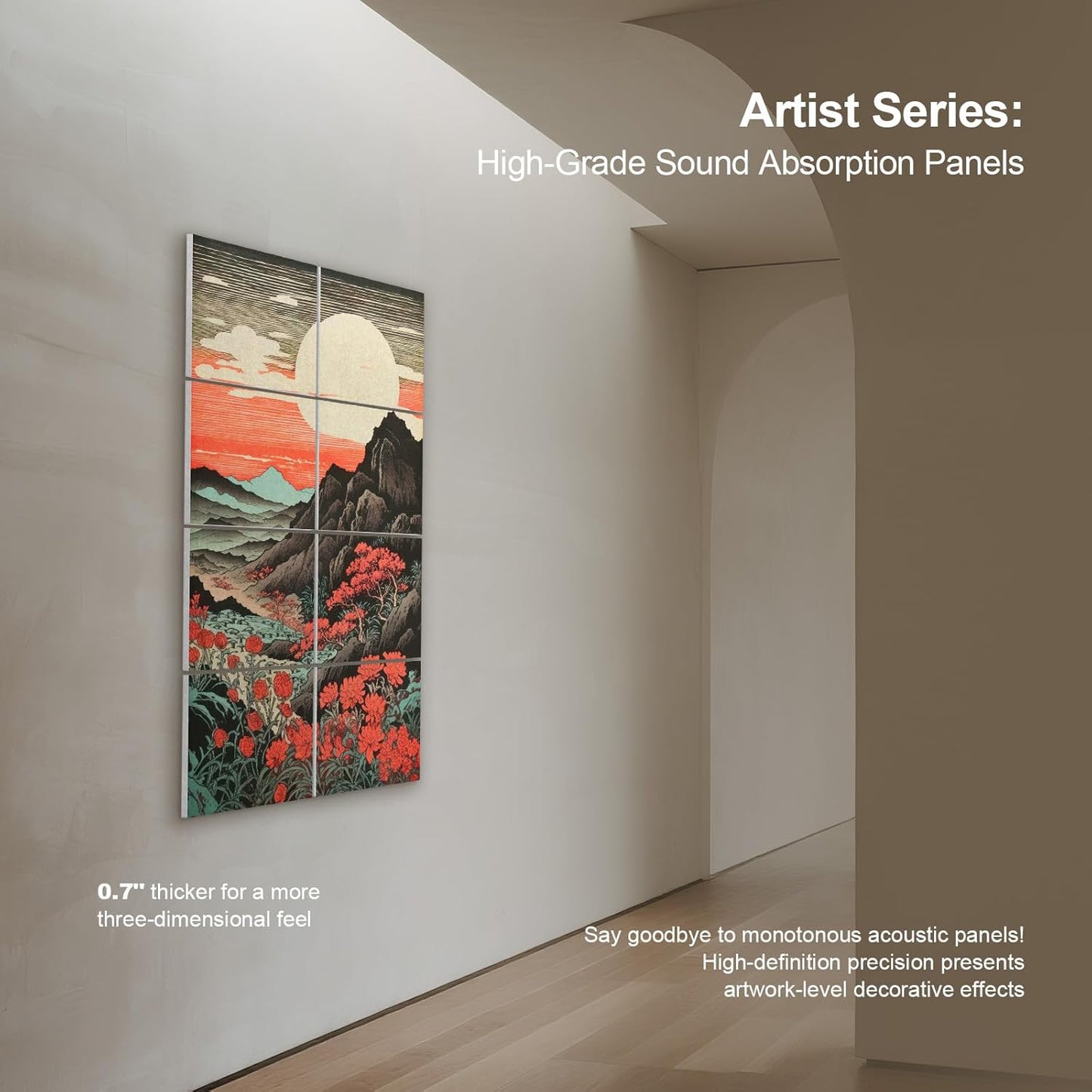 UMIACOUSTICS 8 Pcs 0.7Inch Thick Art Acoustic Panels, Total 47.2” x23.6” Decorative Sound Absorbing Wall Panels for Home, Office, Hotel, Arashi's-Old-chapter