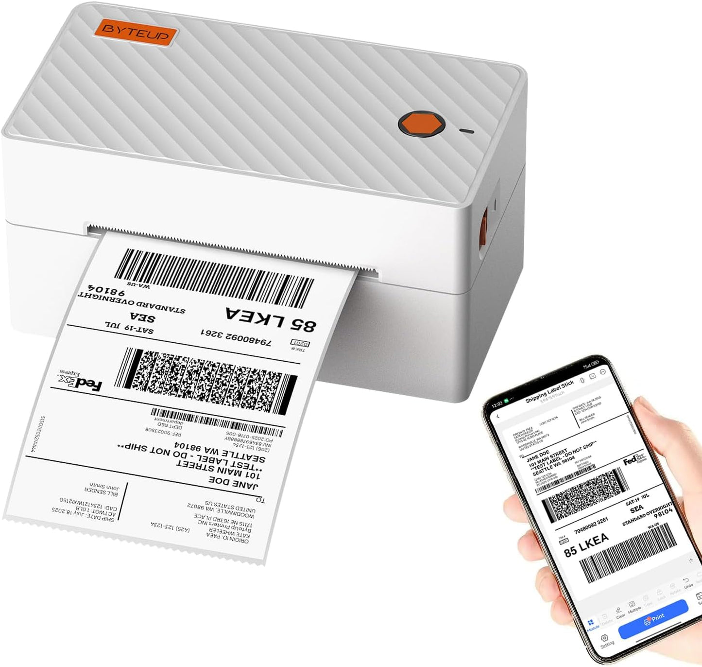 Bluetooth Thermal Shipping Label Printer, Wireless 4x6 Shipping Label Printer for Small Business, Support iOS, Android, Windows and Mac, Compatible with Amazon, Ebay, Shopify, Etsy, USPS.