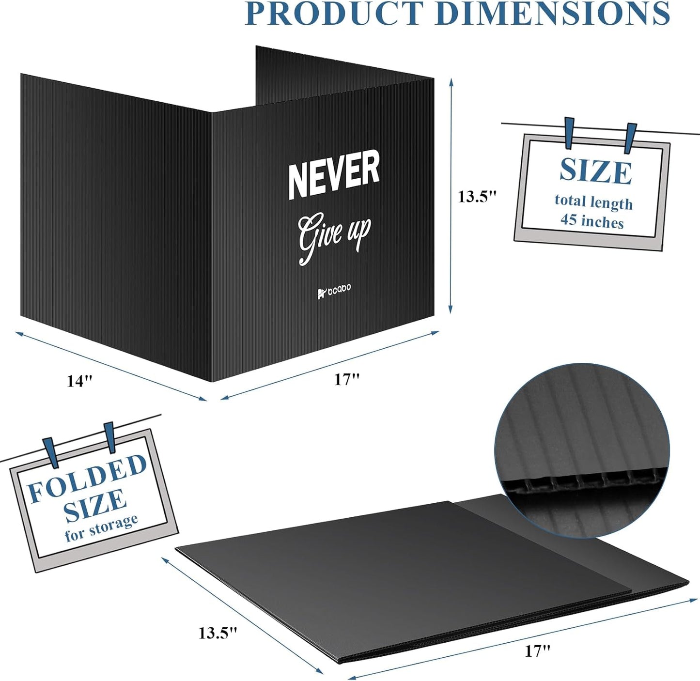 Privacy Shields for Student Desks, Inspirational Privacy folders for Student Testing Desk Dividers- Includes Extra Labels, Black (Pack of 24)