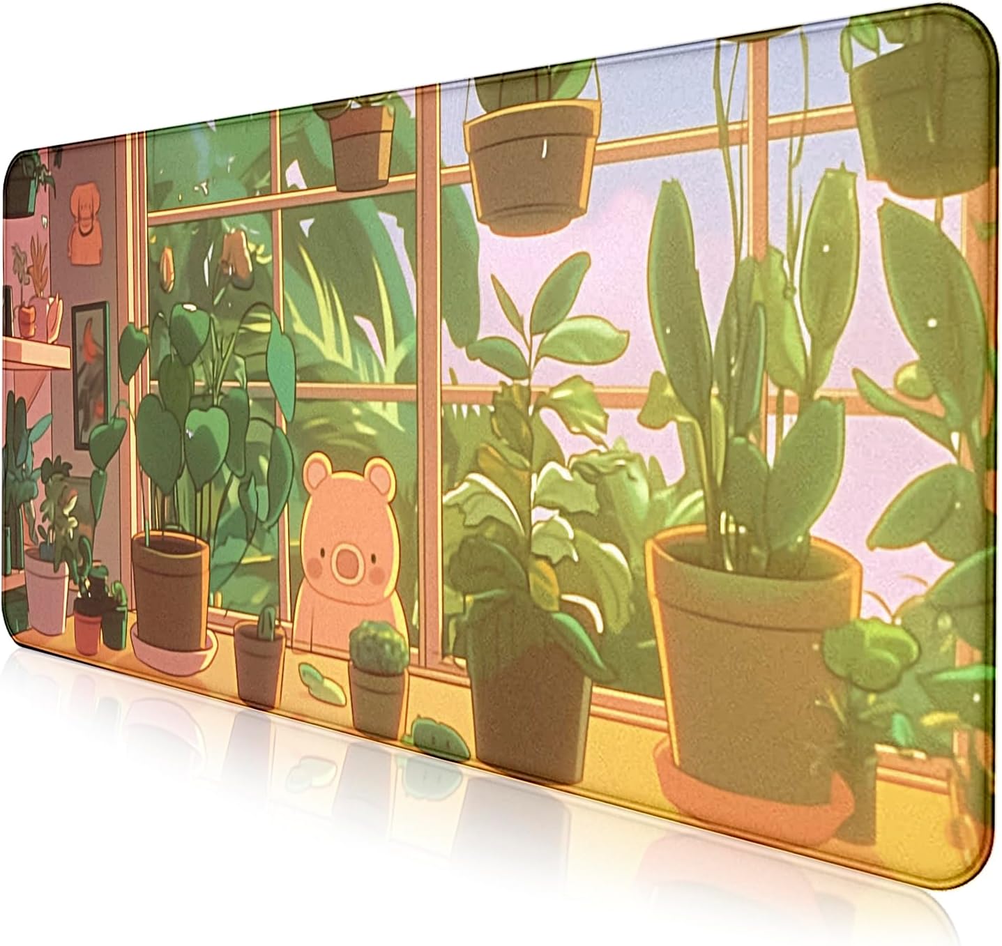 Green Plant Flower Anime XL Keyboard and Mouse Pad Women's Office Desk Accessories Decoration Expansion Game Mouse Pad Computer Office Desk Pad 35.4 x 15.7 inches