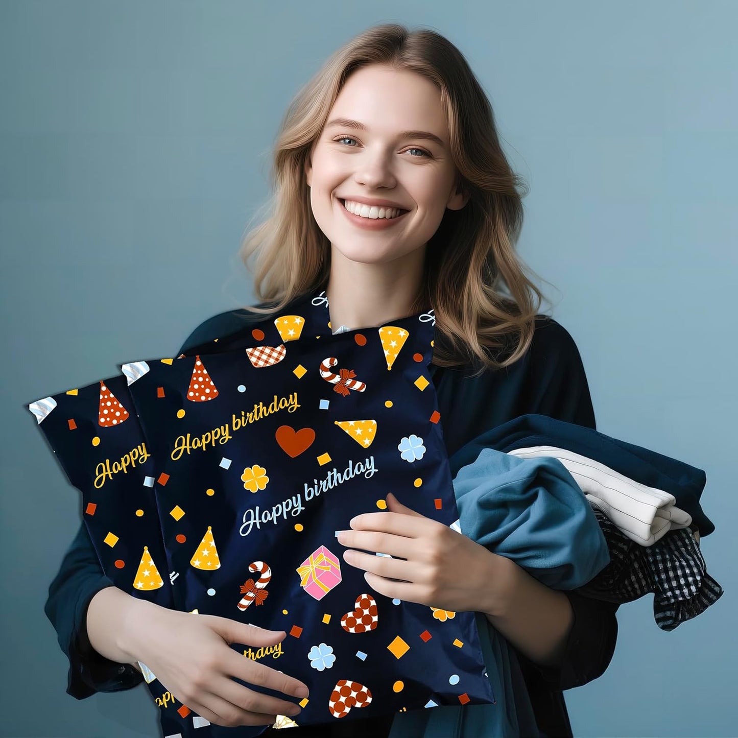 Happy Birthday Poly Mailer 6x9 Inch 100 Pcs, Waterproof Shipping Bags for Clothing, Tear-Resistant Mailier Bags, Strong Mailing Bags with Self-Seal