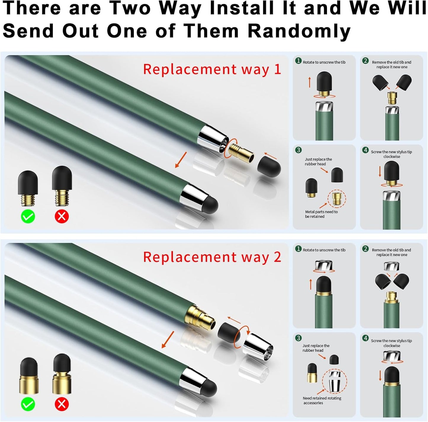 Stylus Pen for Touchscreen,5 PCS Stylus,2-in-1 Stylus Pen for iPad, High Sensitivity Precision Suitable for Touch Screens of iPhone/ipad/Android Tablet(Black/White/Gray/Gold/Dark Green)