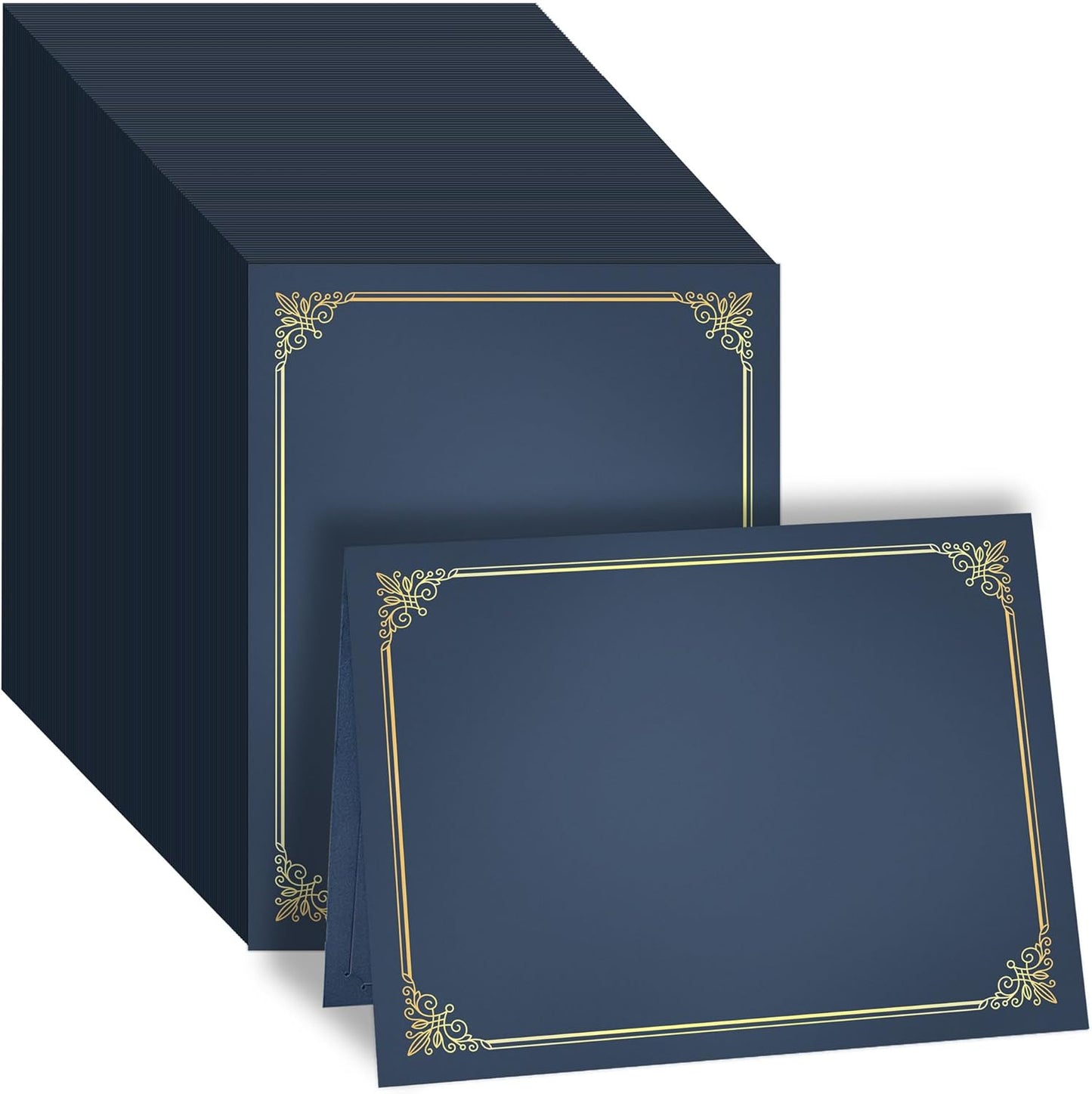 GNL Certificate Holders - 200 Packs Blue Diploma Holders, Certificate Covers with Gold Foil Border, for Letter Size 8.5 x 11 Certificate Paper, Award, Graduation, Documents