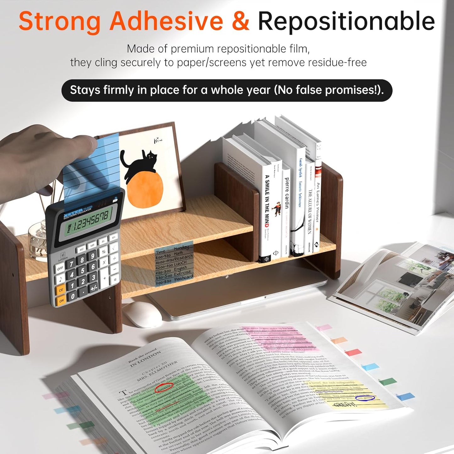 Transparent Sticky Notes with Lines, MEIGAONE 8 Pack Lined Sticky Note 3x3 Super Strong Adhesion, Waterproof Clear Sticky Note for Study, Book,Office,School Supplies