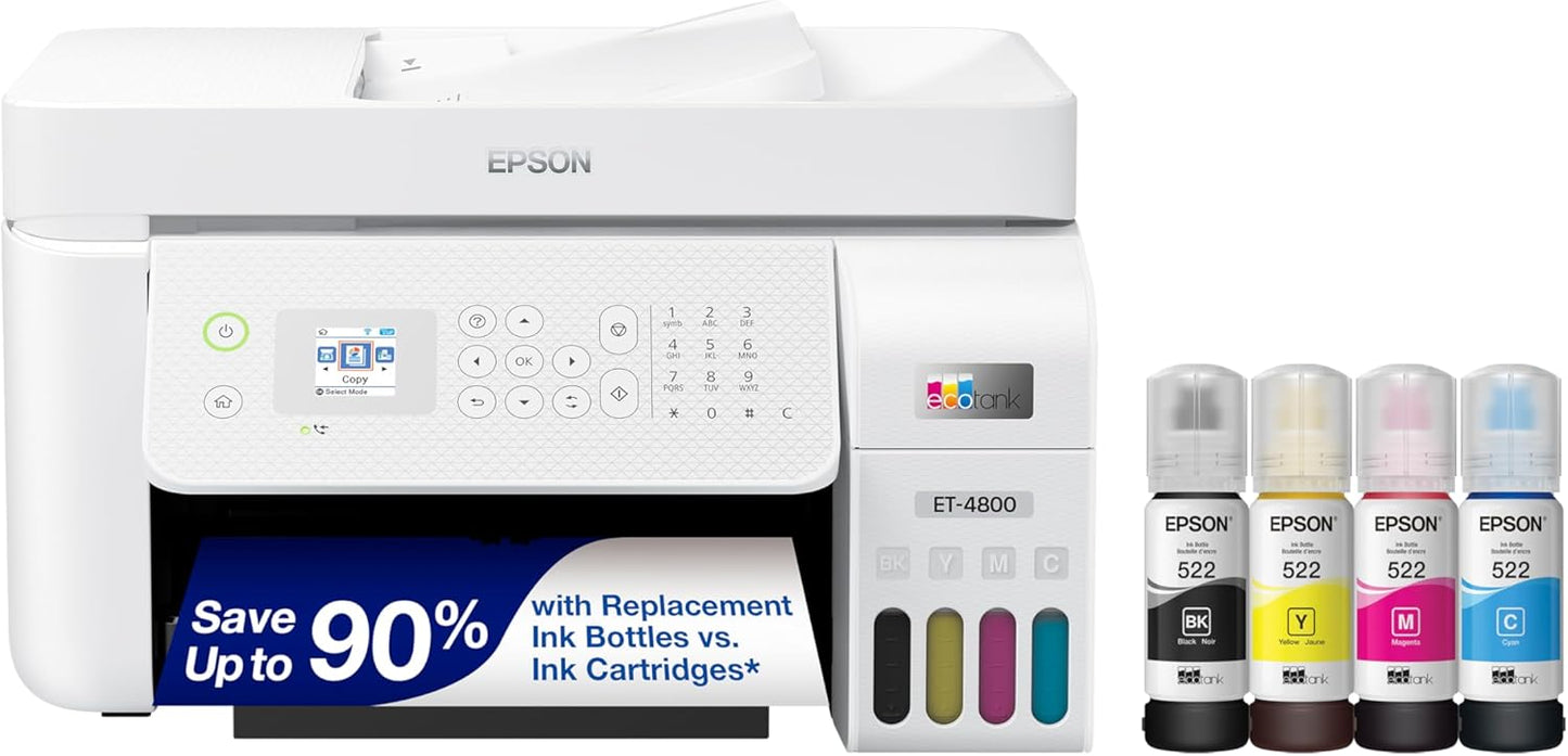 Epson EcoTank ET-2800 Wireless Color All-in-One Cartridge-Free Supertank Printer & EcoTank ET-4800 Wireless All-in-One Cartridge-Free Supertank Printer