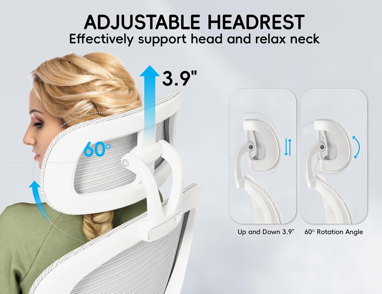 TRALT Office Chair - Ergonomic Office Chair with Back Support, Computer Chair - Home Office Desk Chairs, 330lbs Wide Seat Big and Tall Office Chairs with Headrest, Comfy Desk Chairs (White)