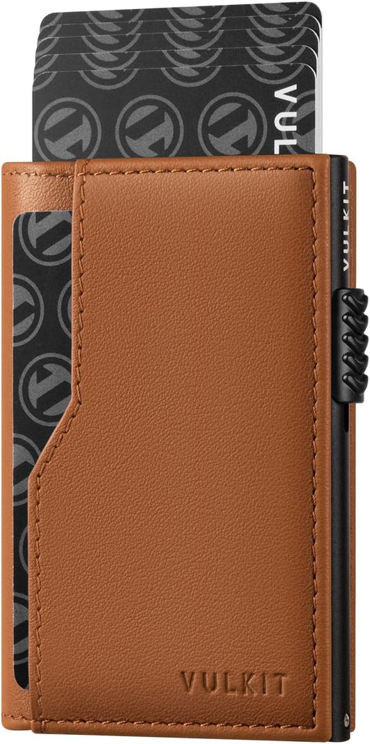 VULKIT Card Holder Wallet with Double ID Windows RFID Blocking Pop Up Wallet Minimalist Design for 12 Cards