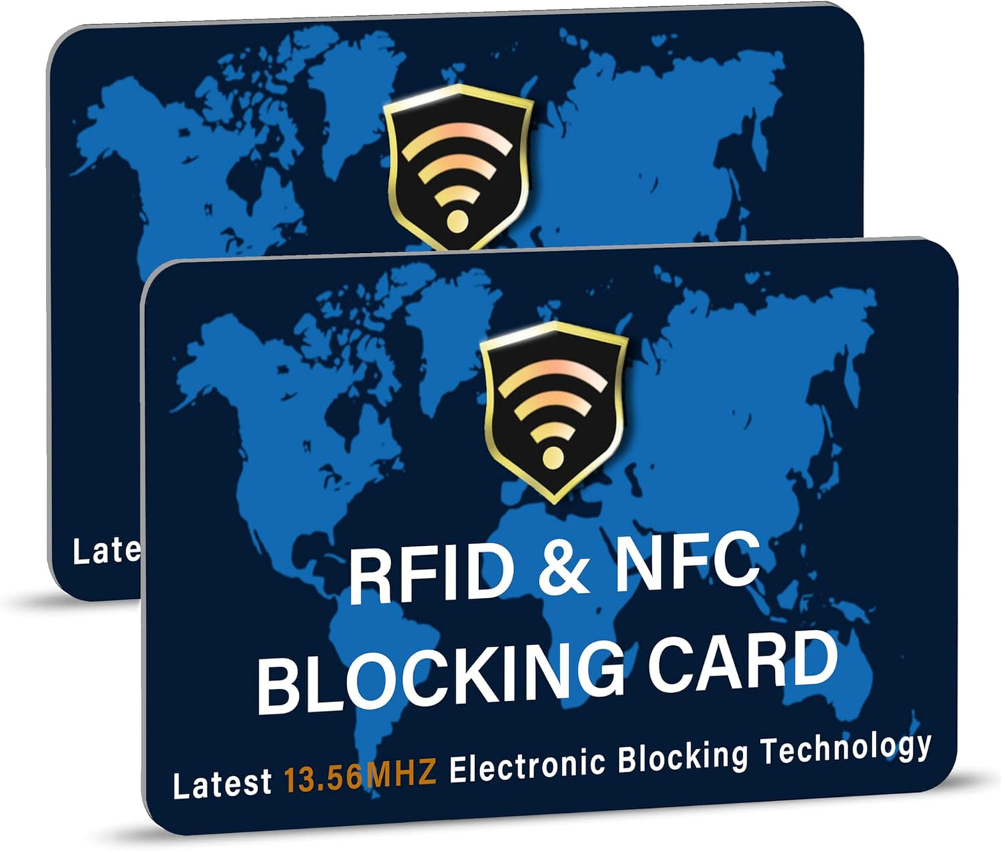 SaiTech IT 2 Pack RFID Blocking Card NFC Contactless Debit/Credit Card ATM Passport Protector ideal for Men & women slim with World map design perfectly fit in wallet - Blue