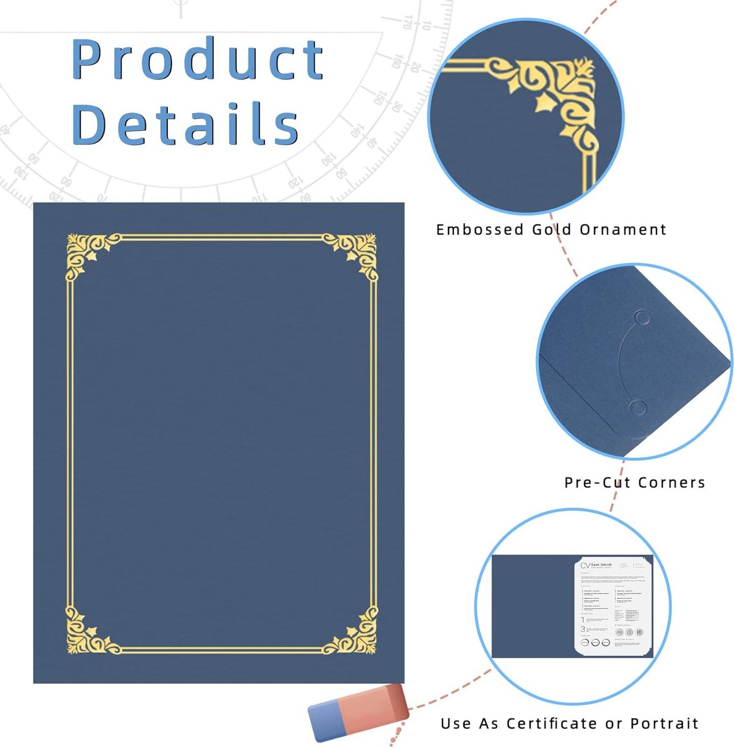 HAUTOCO 30 Pack Certificate Holders, Navy Blue Diploma Holders, Document Award Covers Certificate Folders with Gold Foil Border for 8.5x11 Letter Size