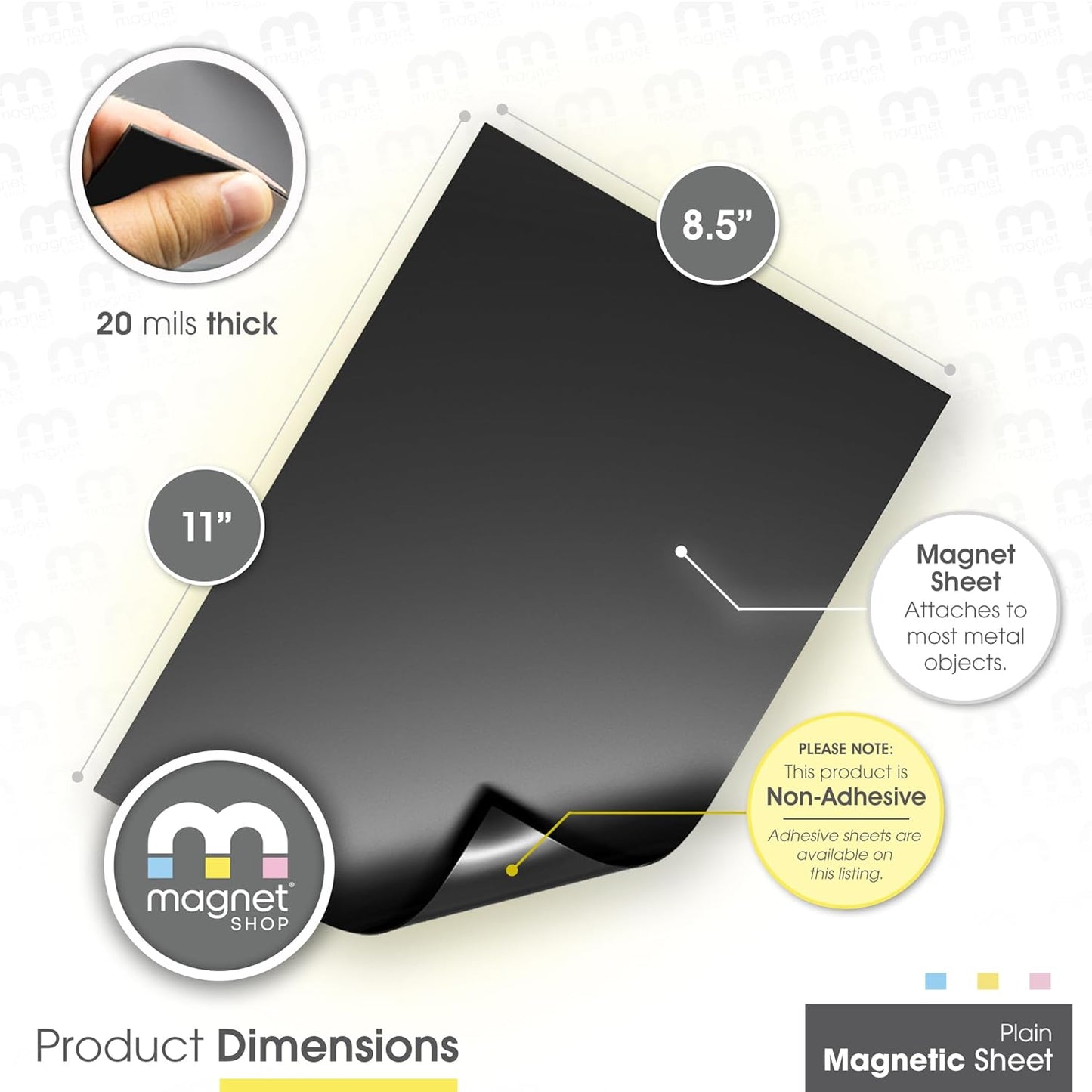 Magnetic Sheet, Tape and Strips with or Without Self-Adhesive Backing for Stickers | Die and Craft Storage | Flexible Rubber Magnet | 10 Sheets | 20mil or 30 mil Thick | 8.5” x 11”
