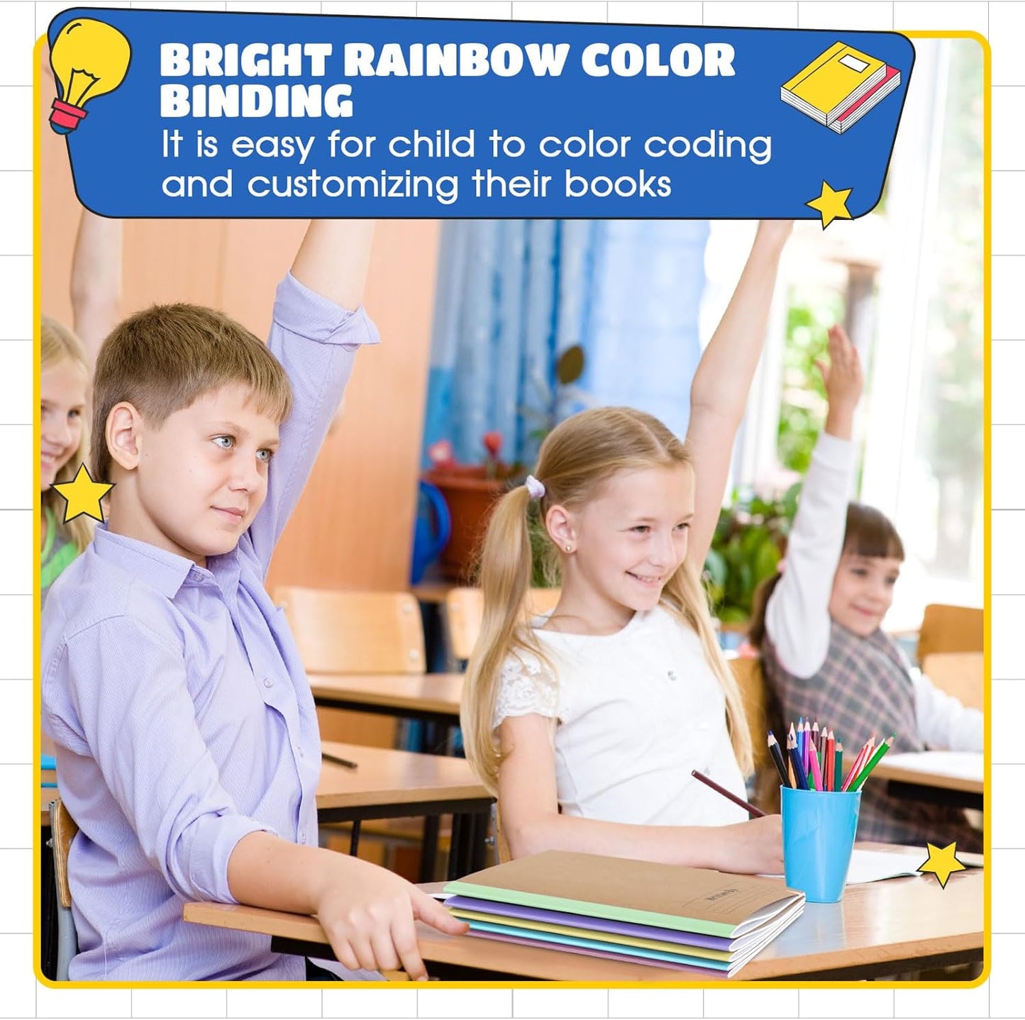 Henoyso 20 Pcs Primary Composition Notebook 9 3/4 x 7 1/2 Inch Kids Journal, Back to School Supplies, K-2 Primary Writing Notebook for Kids Student Draw and Write Story Journal (Macaron Color)