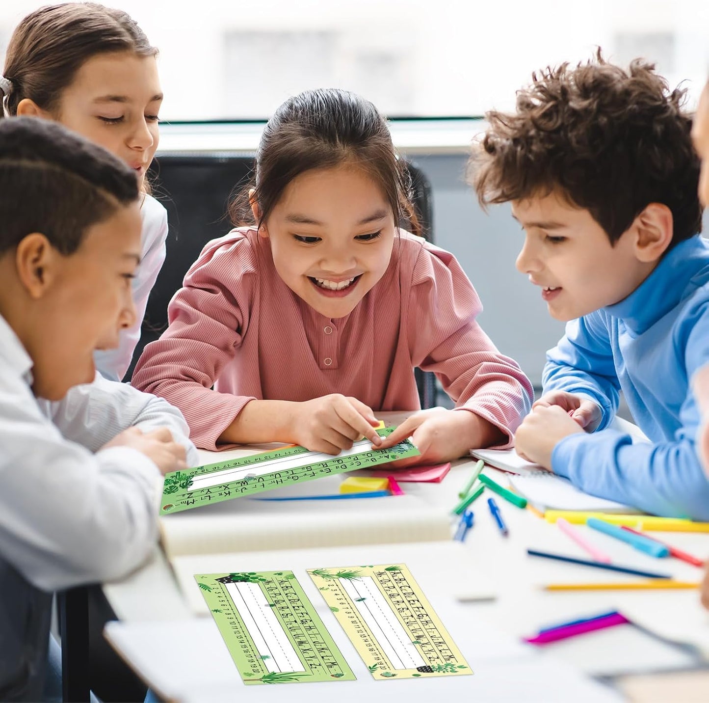 Outus 48 Pcs Cactus Name Tags Label Cactus Cutouts Nameplate for Classroom School Name Tags for Desk Decor for Kids Preschool Bulletin Board(Greenery)