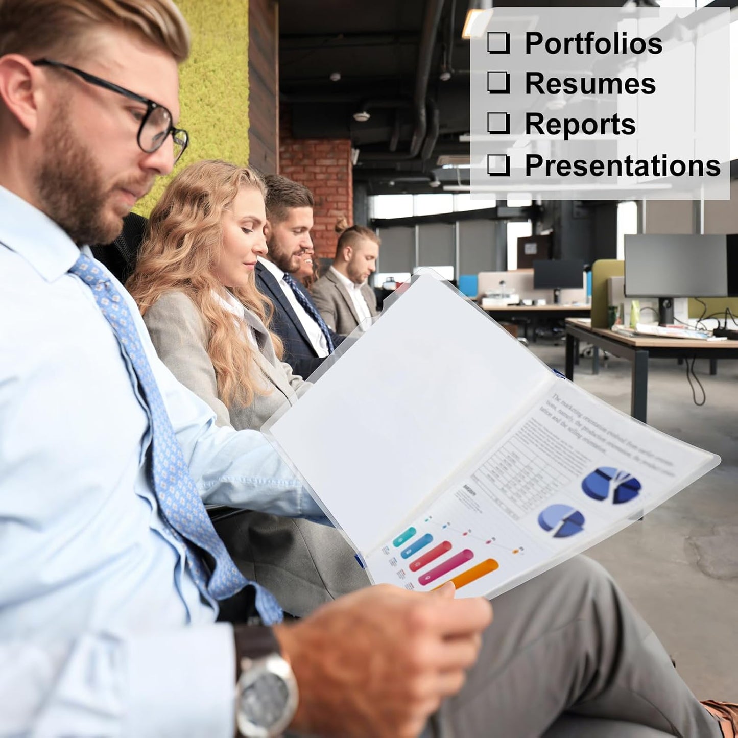 JOERSH 20Pcs Clear Report Covers with Sliding Bar, 40 Sheet Capacity Plastic Binder Paper Protector, Report Folders with Clear Cover for Resume File Documents, 5 Colors