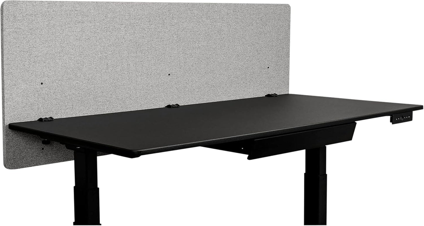 Stand Up Desk Store ReFocus Clamp-on Acoustic Desk Divider Privacy Panel That Reduces Noise and Visual Distractions (Cool Gray, 59" X 23.6")