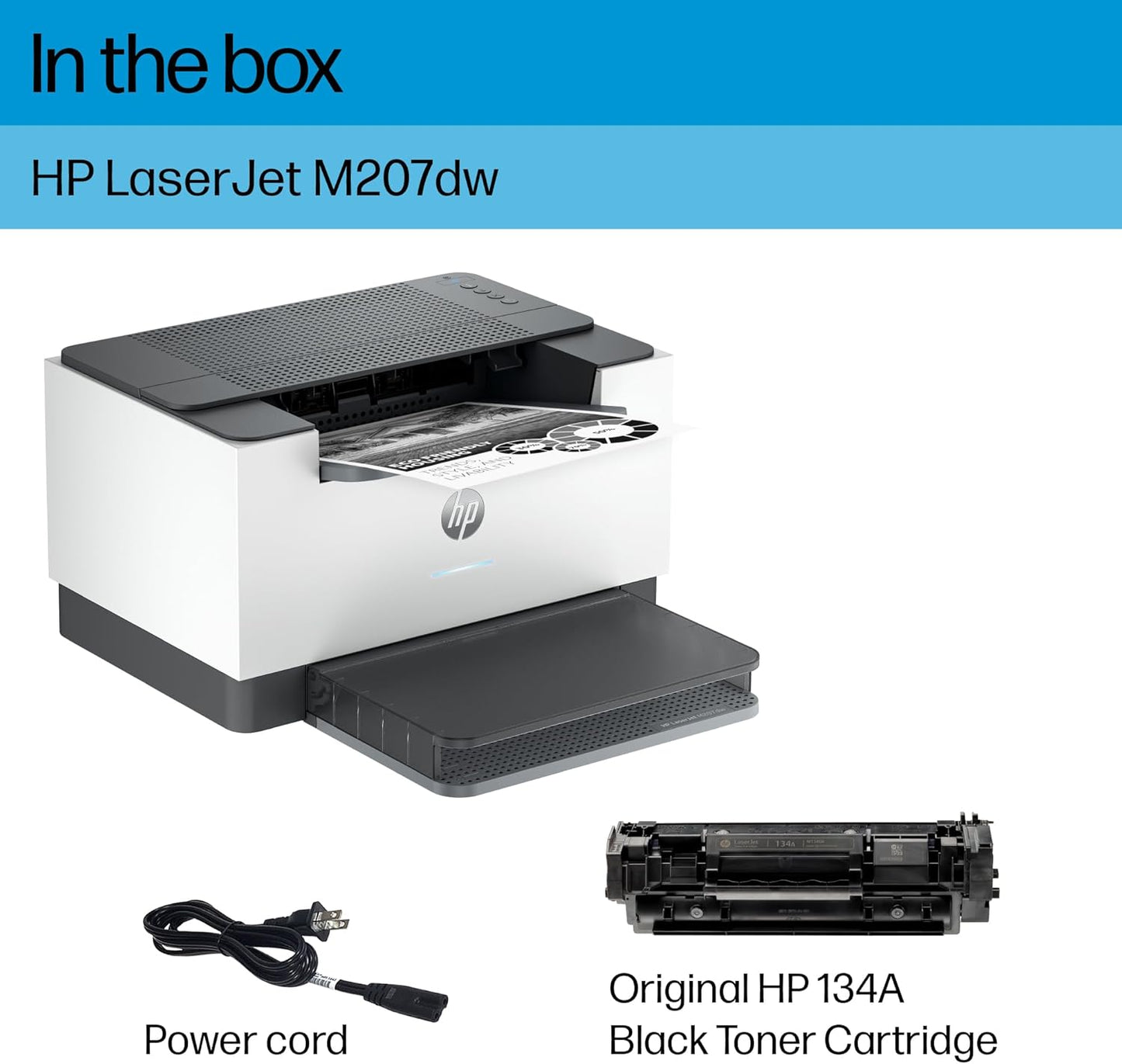 HP Laserjet M207dw Laser Wireless Printer, Black and White, Duplex, Best for Office