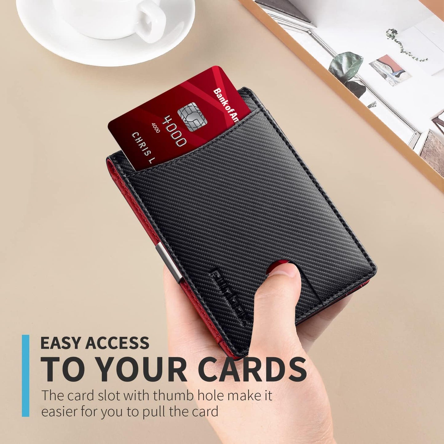 RUNBOX Money Clip Slim Wallets for Men RFID Blocking 11 Card Holder Minimalist Small Leather Bifold Men's Front Pocket Wallet Gift Box