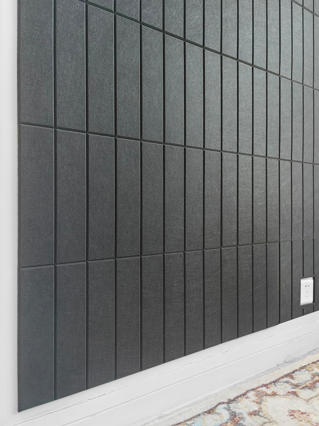 Large Cork Board Alternative - 24-Pack Felt Wall Tiles with Safe Removable Adhesive Tabs, Cork Wall Tiles Bulletin Board Home Office Essentials - Black