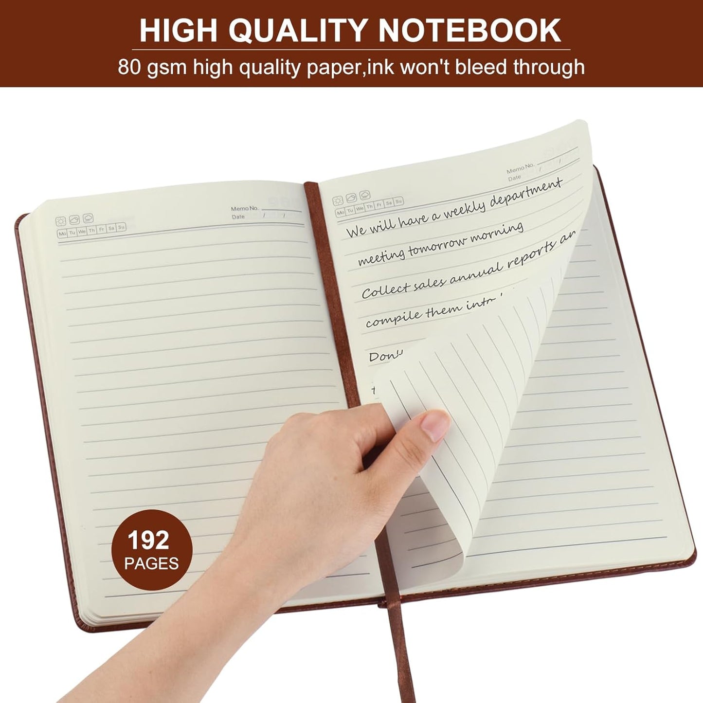 ZCZN Lined Journal Notebooks for Work, 5.5x8.3 in, 192 Pages, Hardcover Leather A5 Journals for Writing, Diary & Travel, College Ruled Journaling Notebooks for School, Office, Home (Brown*6)