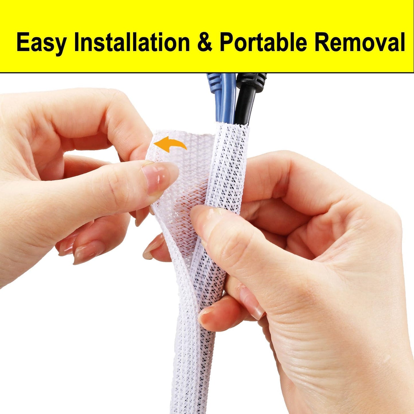 25ft – 3/8 inch White Split Wire Loom Tubing Cord Protector Cable Sleeve – Pet Cord Protector for Cat Chewing, for USB Power Cords Audio Video Wires