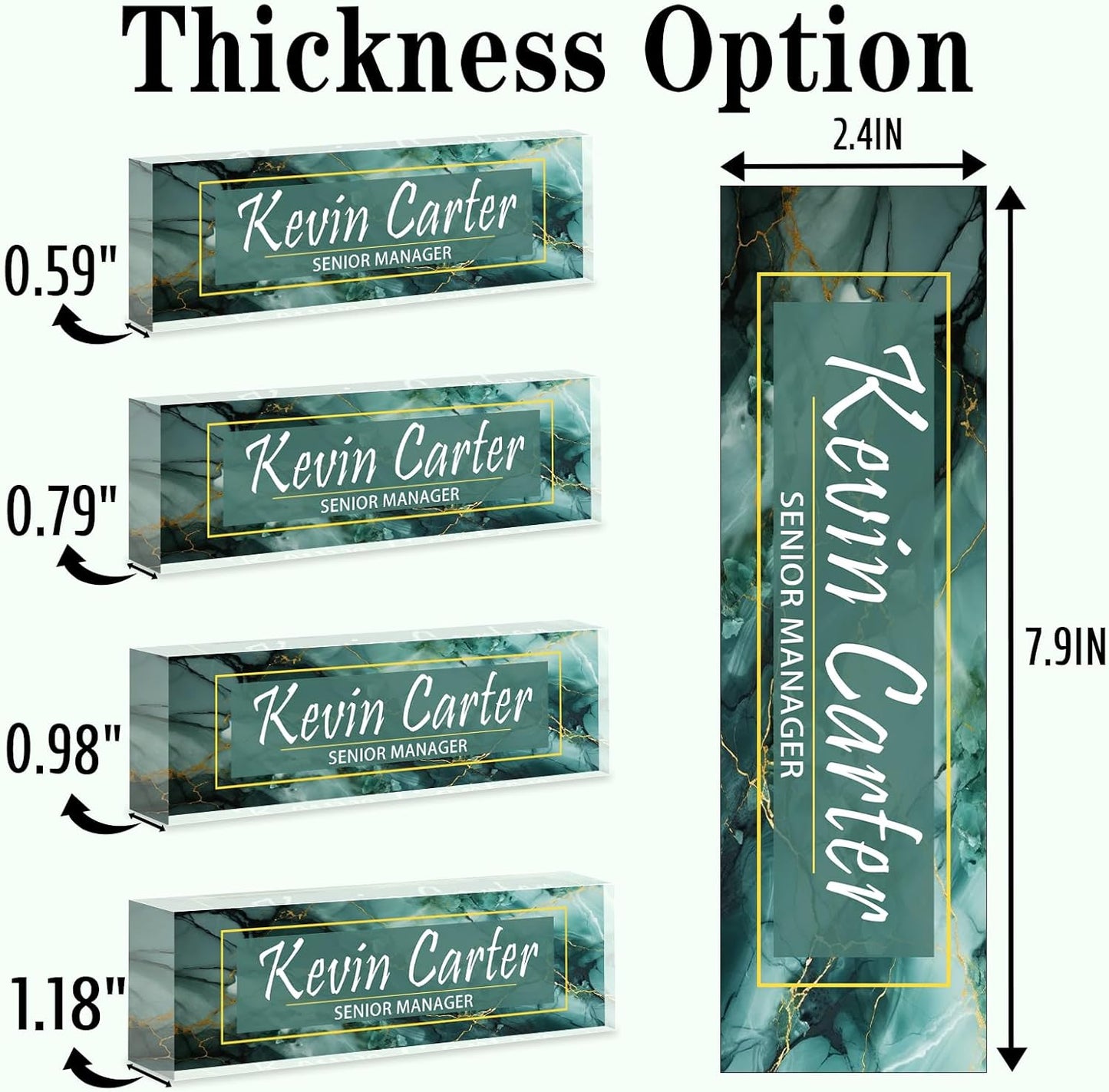 Name Plate for Desk Personalized, Acrylic Desk Decorations, Employee Appreciation Gifts, Custom Office Gifts for Coworkers, Boss, Teacher, Nurse (Green Marble)