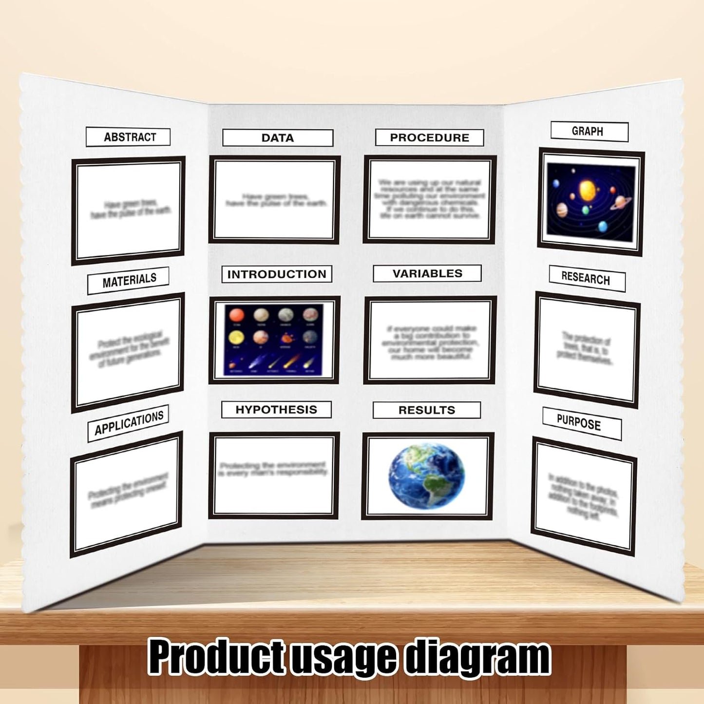 Paterr Trifold Poster Board with Storage Bag, Hook and Loop Fabric, Foldable 3 Panel Presentation Board for Science Fair and Exhibitions(White,72 x 36 Inch)