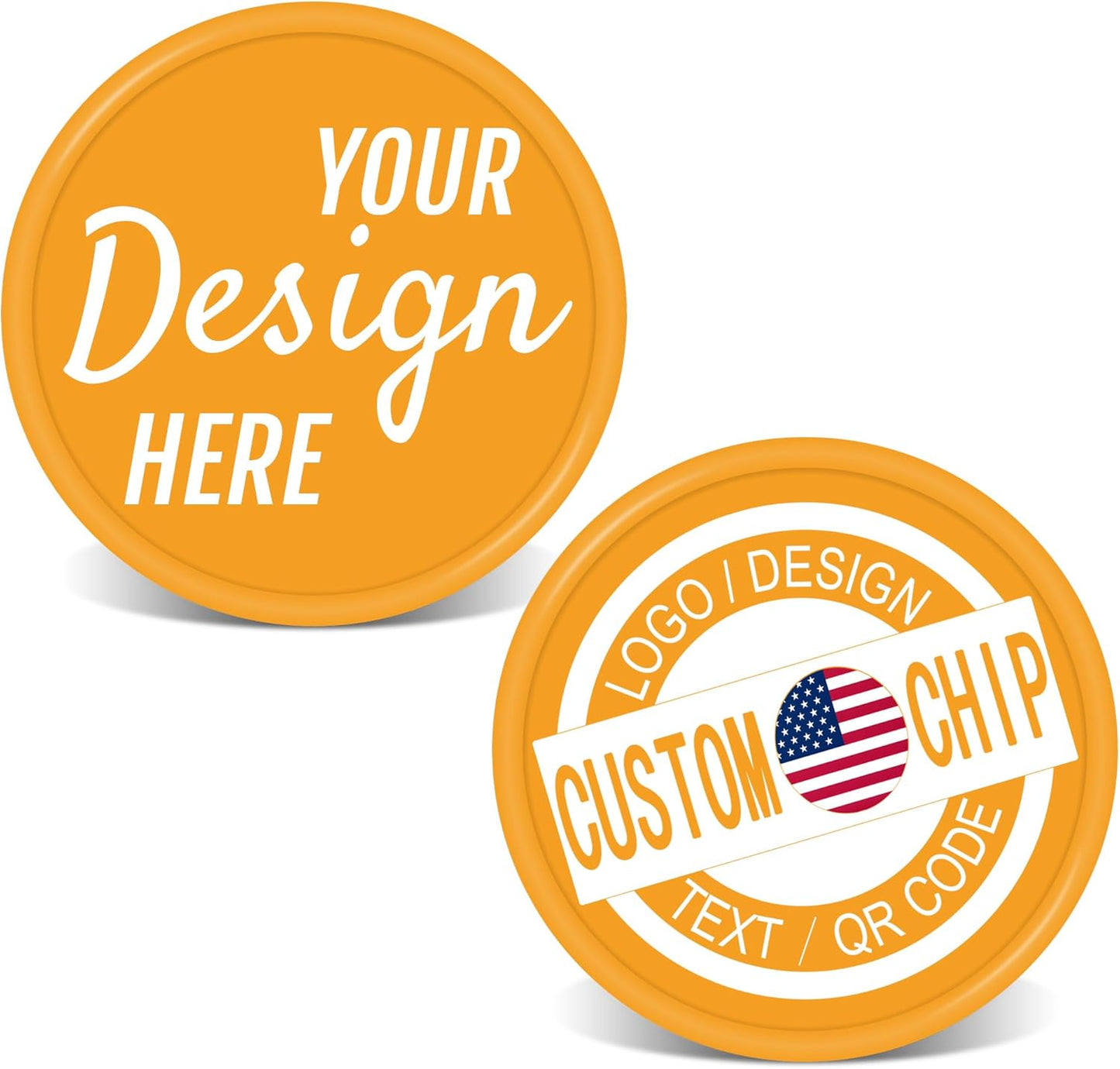 500 Personalized Plastic Chips, Custom Poker Chip, Print Your Logo Image or Text, Good for Golf Ball Markers, Challenge Coins, Business Cards, Drink Tokens