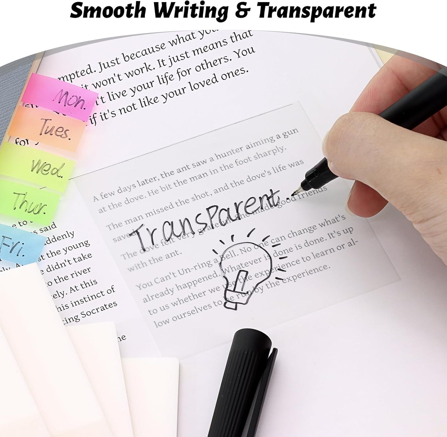 ‎SYMDROMIA Transparent Sticky Notes, 3"x3" Clear Post Translucent Sticky Notes with See Through Self-Adhesive Sticky Pads for Office School College Supplies, 800 Sheets White