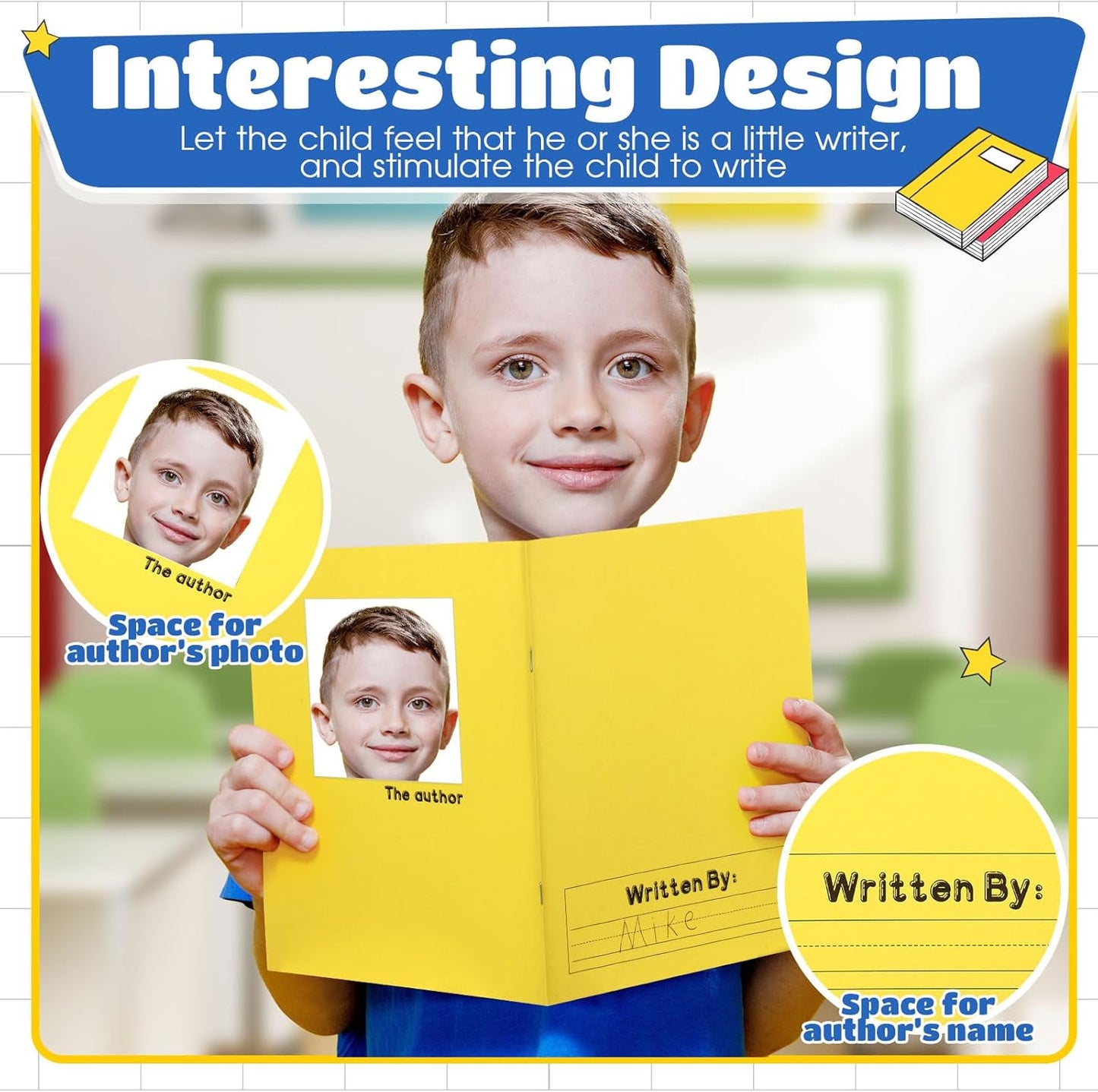 Henoyso 6 Pcs Primary Composition Notebook K-2 9 3/4 x 7 1/2 Inch Primary Journal, Back to School Supplies, Bulk Blank Writing Book for Kid to Write Draw Journal 60 Page Notebooks (Colorful)