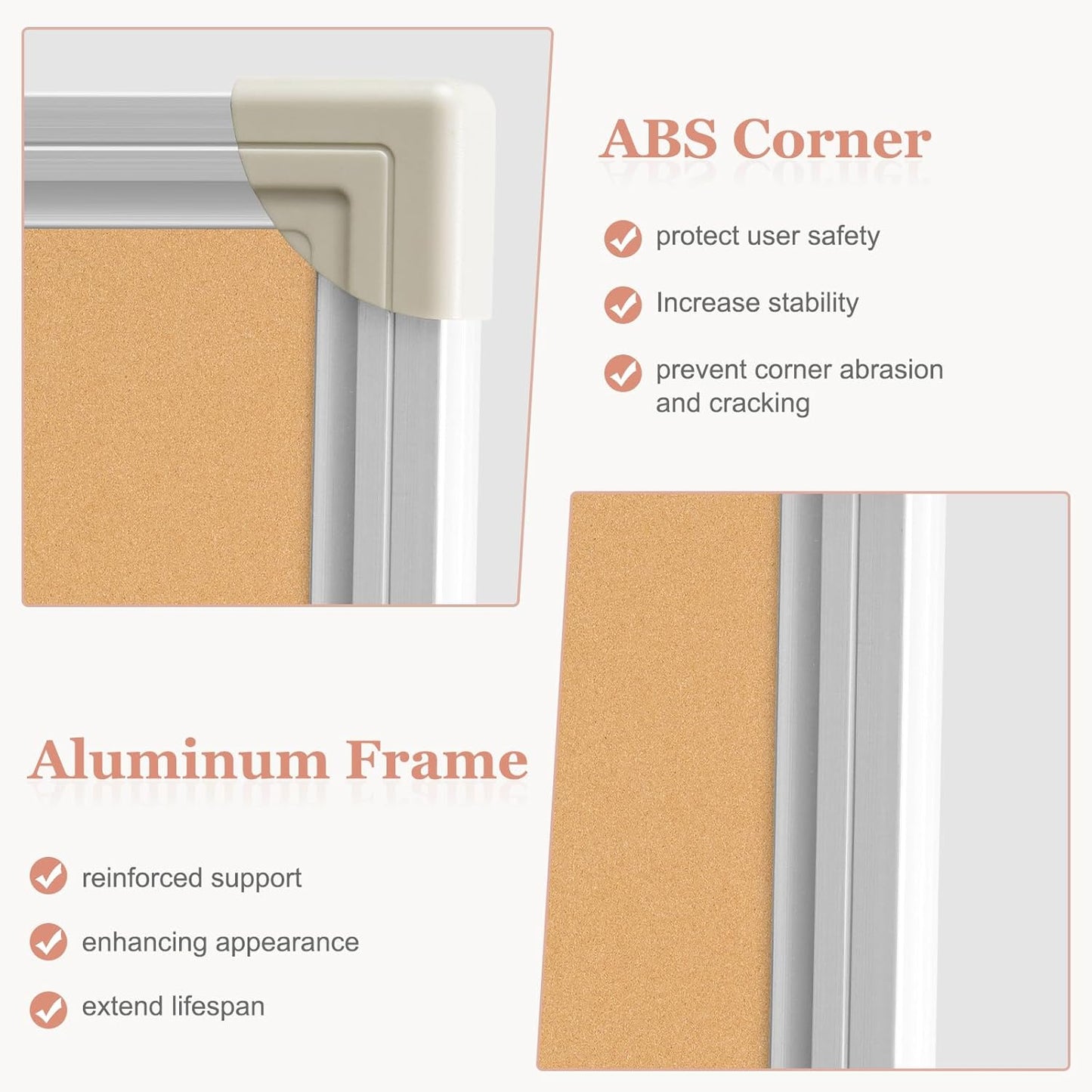 Double-Sided Large Cork Board, 60" x 36" Foldable Hanging Aluminum Framed Bulletin Board, Vision Board Pin Board Corkboards for Walls, Office, School Decor, 20 Pushpins