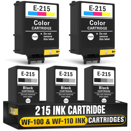 5-Pack Compatible Ink Cartridges – Includes 3 Black and 2 Tri-Color | Easy-to-Install Replacements for Inkjet Printers | Reliable Printing Performance, Vivid Colors, Sharp Tex